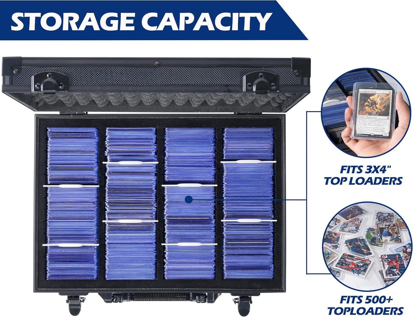 D DACCKIT Top Loaders Storage Box - Hard Case for 3" x 4" 35pt Rigid Card Holders for Trading Cards & Sports Cards (Fits Top Loaders and Magnetic Card Holders)