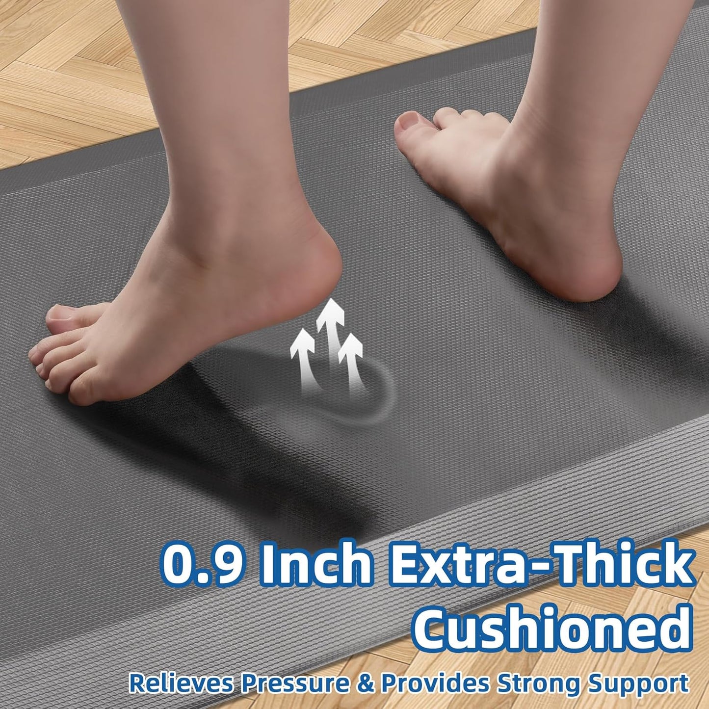 Anti Fatigue Kitchen Mats for Floor, Grey 9/10 Extra Thick Cushioned Standing Desk Mat, Comfort Memory Foam Ergonomic Kitchen Rugs and Mats Non-Slip Waterproof for Office, Kitchen, Sink, 20" x 39"