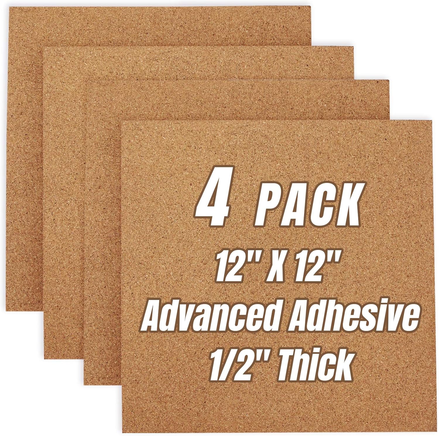 Cork Board Tiles 12"x12" - 1/2" Thick 4 Pack Cork Board Square Bulletin Boards Self Adhesive Corkboards for Walls Pin Boards Corkboards for Office Home School Decor - Lumora Desk