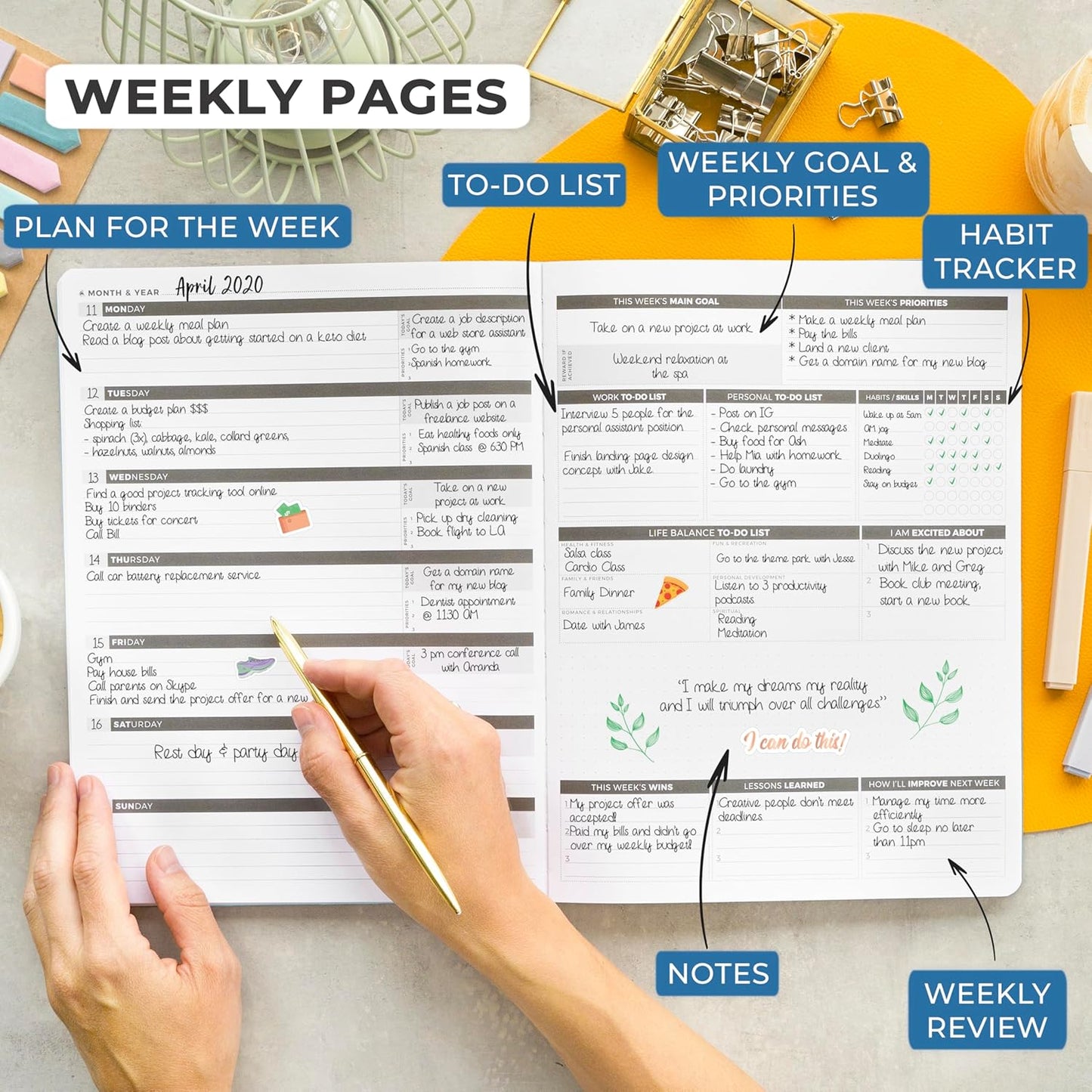 Clever Fox Planner PRO – Weekly & Monthly Life Planner to Increase Productivity, Time Management and Hit Your Goals, 8.5x11″ (Periwinkle)