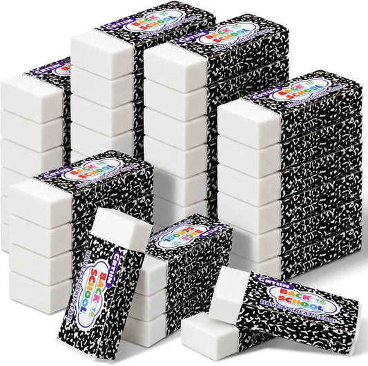 Crtiin 100 Pack Back to School Erasers Bulk End of Year Gifts from Teacher Small White Erasers End of Year Gifts for Students School Classroom Office Graduation Supplies