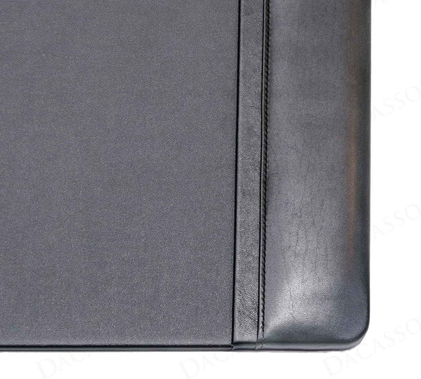 Classic Leather Desk Pad with Side Rails - Luxury Leather Desk Blotter for Writing - Padded Executive Desk Surface Protector - (Black, 34” x 20”) - Dacasso