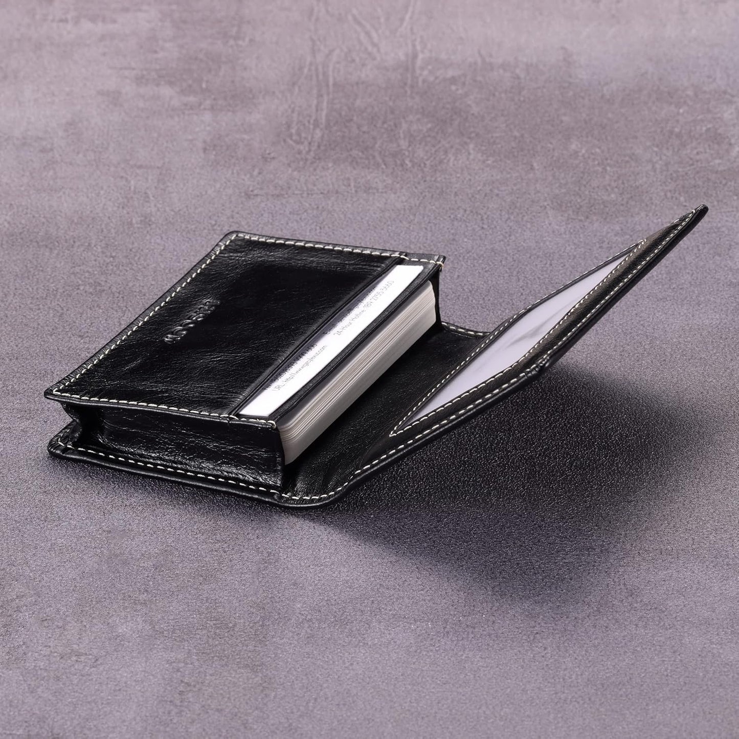Leather Business Card Case Holder for Men & Women, Italian Calfskin
