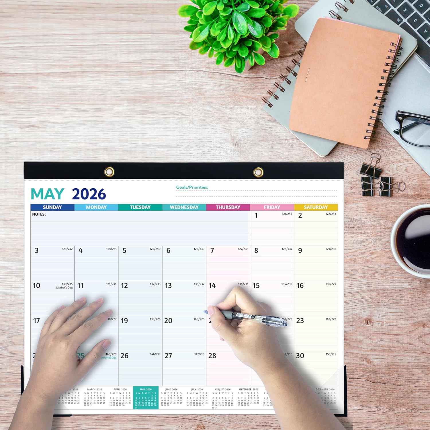 2026 Desk Calendar – Jan 2026 – Dec 2026, 12 Monthly Calendar, Large Desk Calendar 2026, 14.6’’ x 11.5’’, Best Desk/Wall Calendar with To-do Lists, Desk Pad, Ruled Blocks, Corner Protectors
