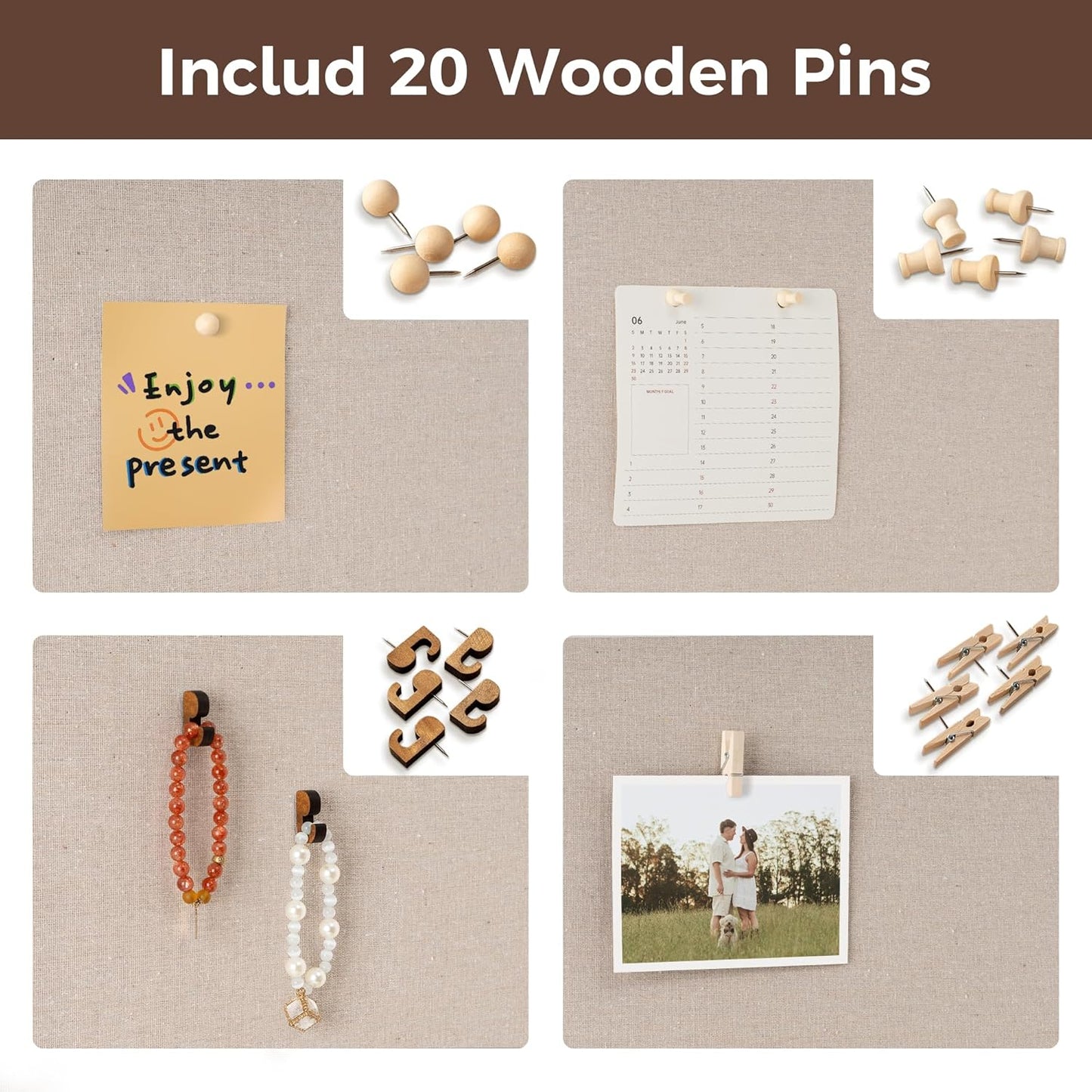 Fun Memories Cork Board Bulletin Board for Office, 20" x 30" Pine Wooden Framed Corkboard, Wall Mounted Notice Pin Board for School Home & Office, White - Lumora Desk