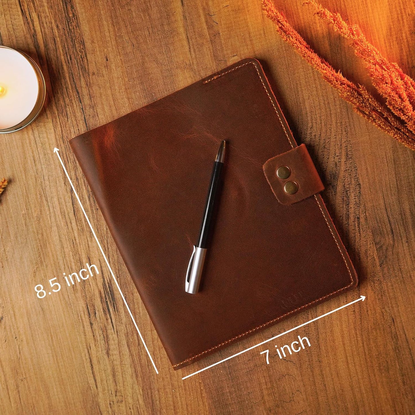 Custom Leather Portfolio, Leather Padfolio, Portfolio Folder, A5 Padfolio for Women, Leather Notebook Cover, Leather Padfolio Gift 8.5"x7" (Brown)