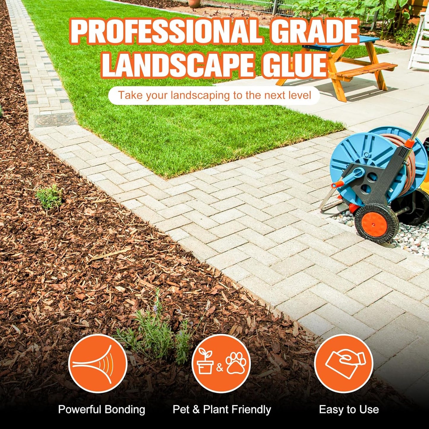 Mulch Binder, Rock Glue for Landscaping, Pea Gravel Binder 2 Gallon Max Cover, Strong Mulch Anchor, Rock Lock Landscape Adhesive for Slopes, Flower Beds, Fast Dry & Safe for Plants Pets