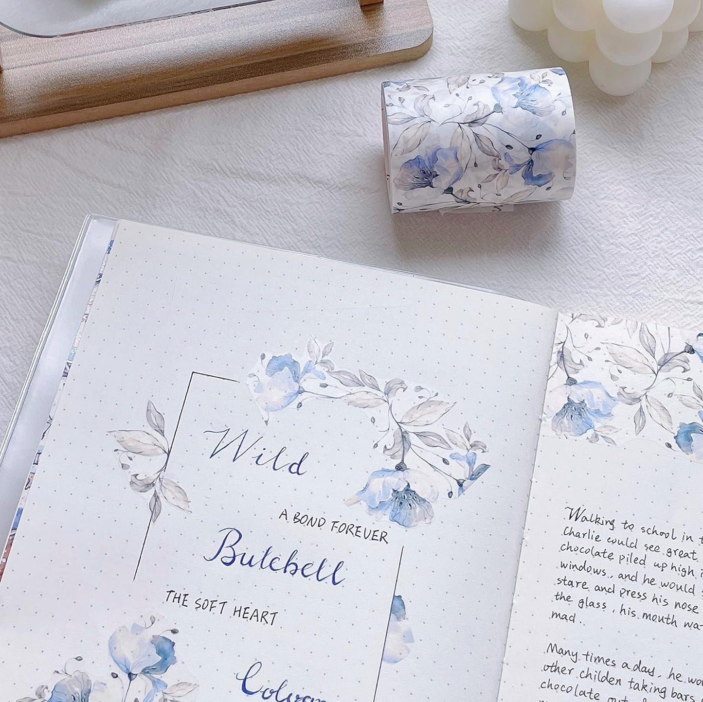 WT Azalea Bloom Wide Washi Tape, Single Roll, Original Watercolor Floral Designs, 60mm Wide, Decorative Masking Tape for Journals, Bujo Planners, DIY Crafts, Scrapbook, Adhesive Wrapping Tape