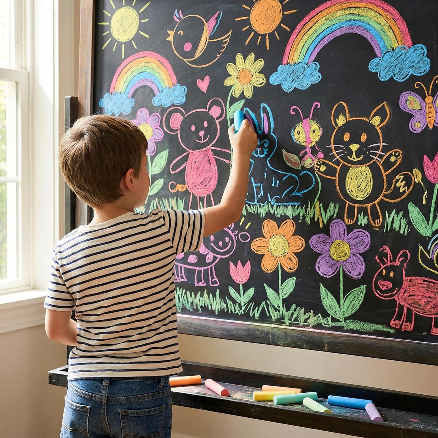 JOYIN 12 PCS Washable Sidewalk Chalks Set Non-Toxic Jumbo Chalk for Schools, Outdoor Art Play, Paint on Chalkboard, Blackboard and Playground (6 Colors)