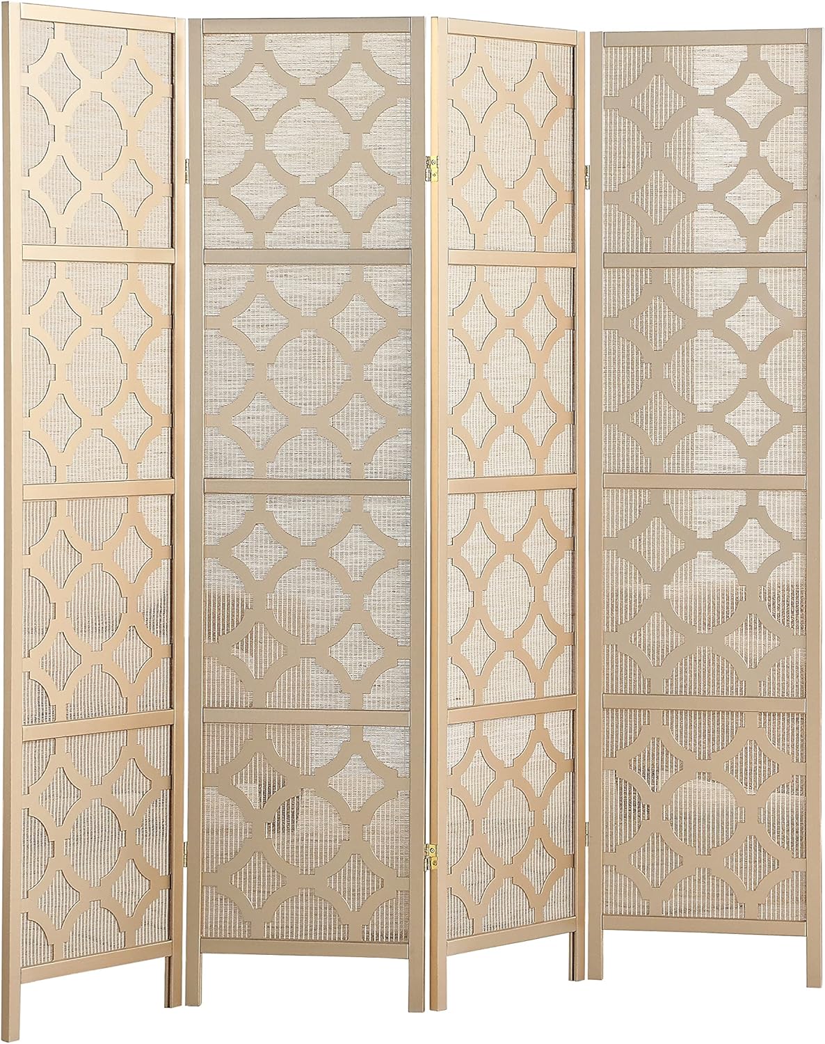 NicBex Room Divider 4 Panel Room Dividers with Quarterfoil Diamond Design Partition Room Dividers and Folding Privacy Screens Wall Divider for Home, Room Separation,69.28"W x 17.32"D x 70.31"H, Gold - Lumora Desk
