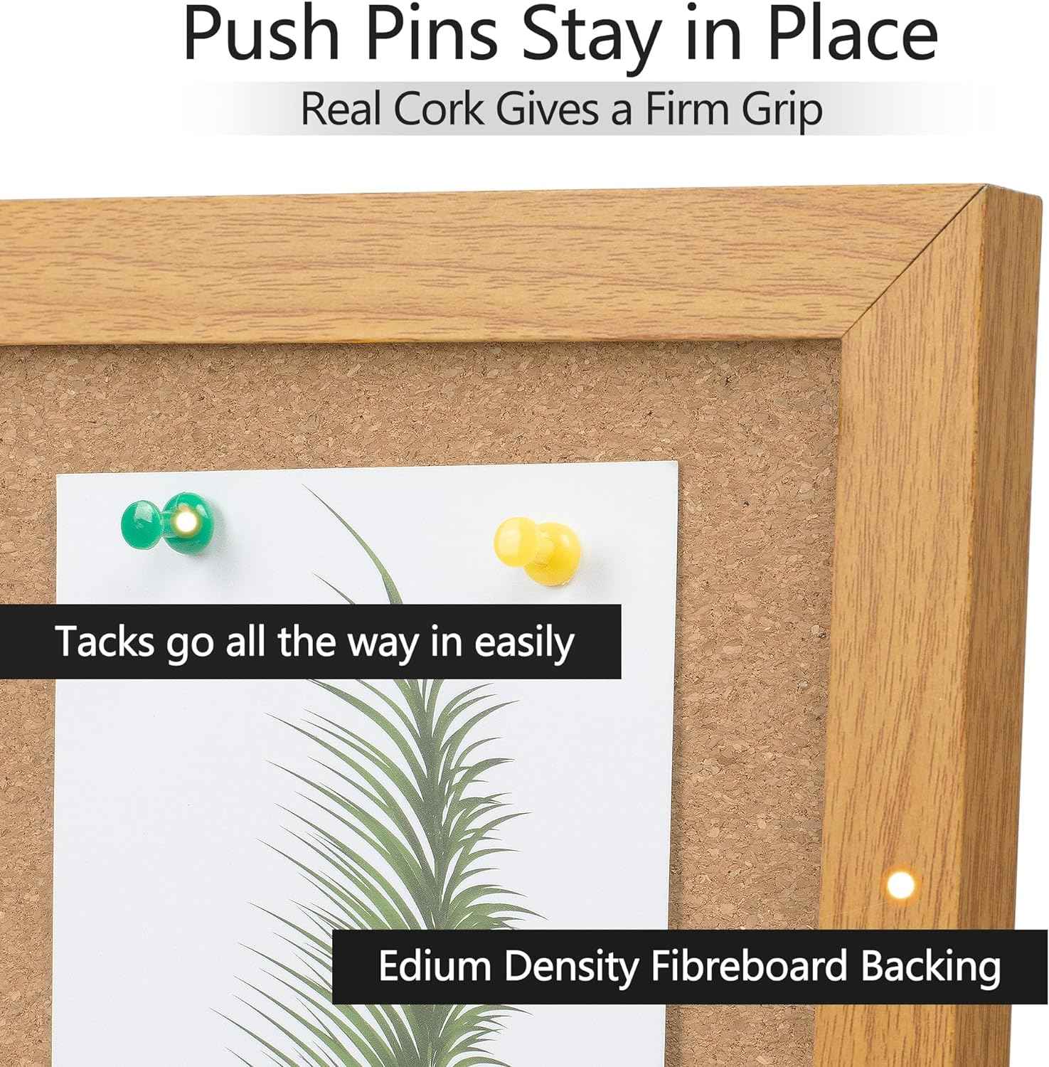 Board2by 2 Pack Cork Board Bulletin Board 30" x 42", Oak Framed 4x3 Corkboard, Office Board for Wall Decor, Large Wall Mounted Notice Pin Board with 30 Push Pins for School, Home & Office