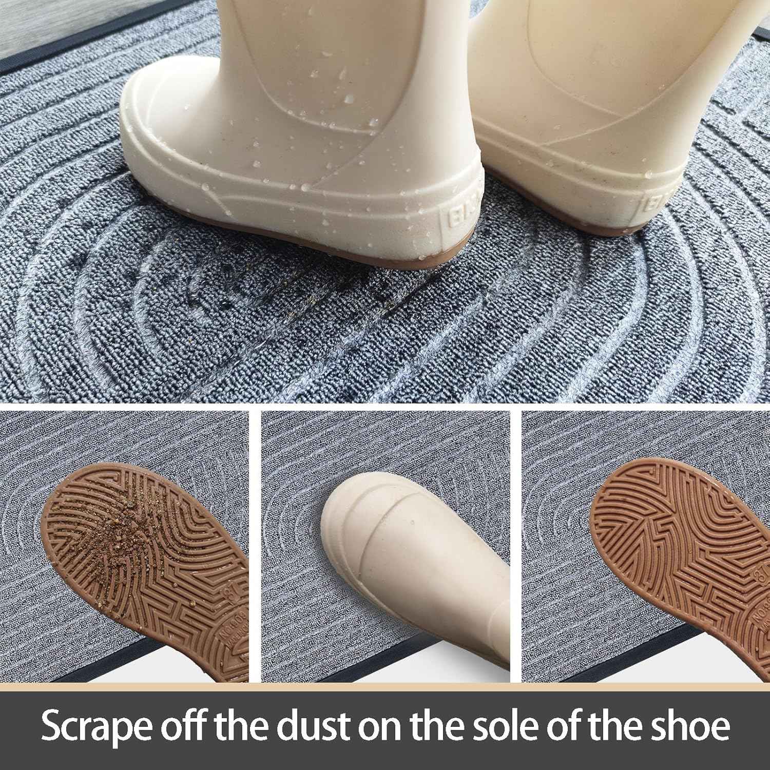 Door Mat for Outdoor Indoor Entrance, Entry Mat Skidproof and Waterproof, Front Door Mats with Durable Non-Slip Backing. Black, 24"x36"