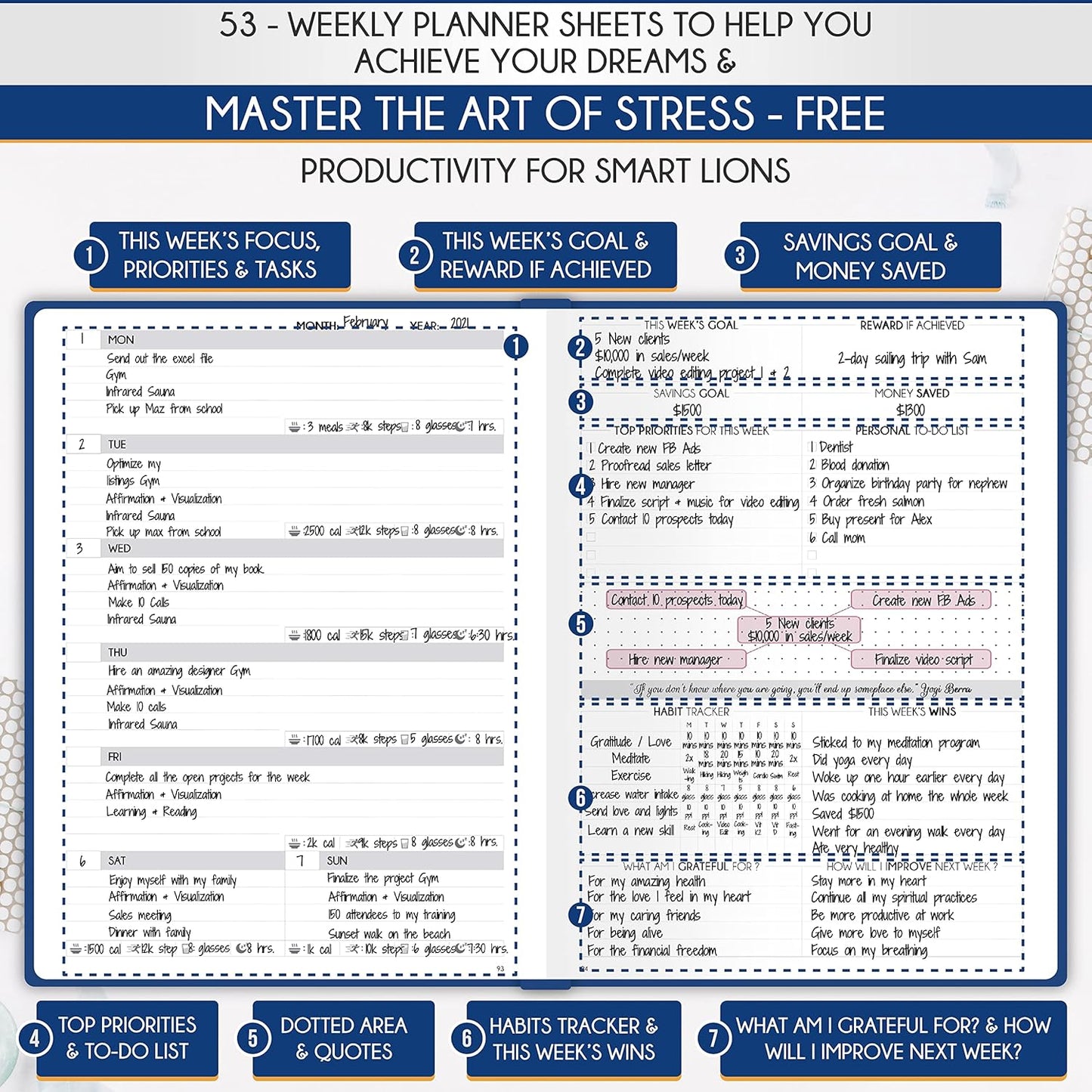 Journal for Men - Undated Daily, Weekly & Monthly Planner with Budget Section | A 12 Month Journey to Increase Productivity & Happiness | Life Organizer & Gratitude Journal - Horizontal Format