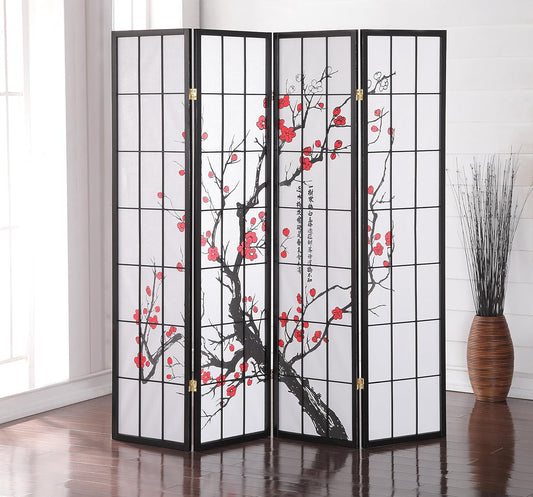 NicBex Room Divider 4 Panel Room Dividers with Oriental Style Partition Room Dividers and Folding Privacy Screens Wall Divider for Home, Office, Room Separation,71" W x 2" D x 71" H, Black - Lumora Desk
