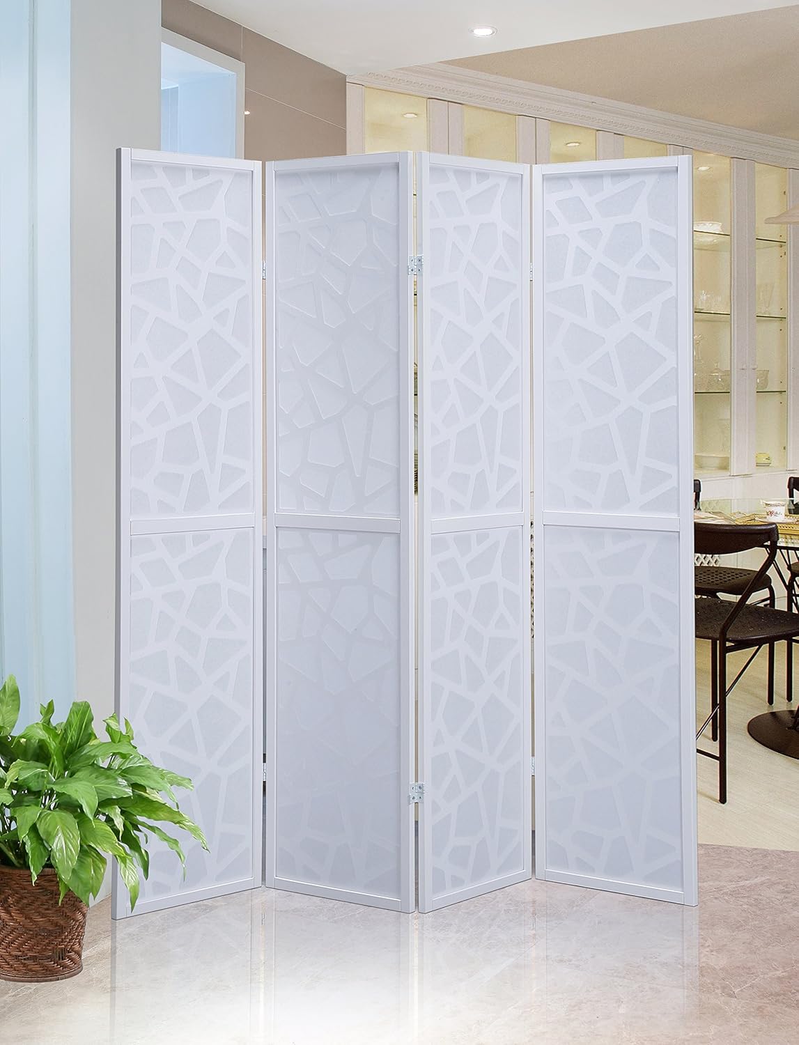 NicBex Room Divider 4 Panel Room Dividers with Paper-Looking Partition Room Dividers and Folding Privacy Screens Wall Divider for Home, Office, Room Separation,70" W x 1" D x 70" H, White - Lumora Desk