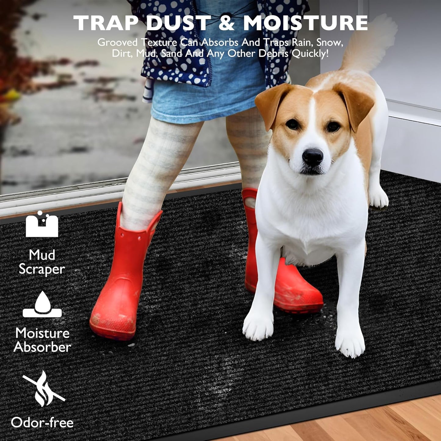 Custom Size Extra Large Front Door Mat, 3FT x 4FT Indoor Outdoor Entrance Commercial Floor Mat, Heavy Duty Dirt Trapper Doormat for Entryway Welcome Mat, Low Profile, Non-Slip, Waterproof