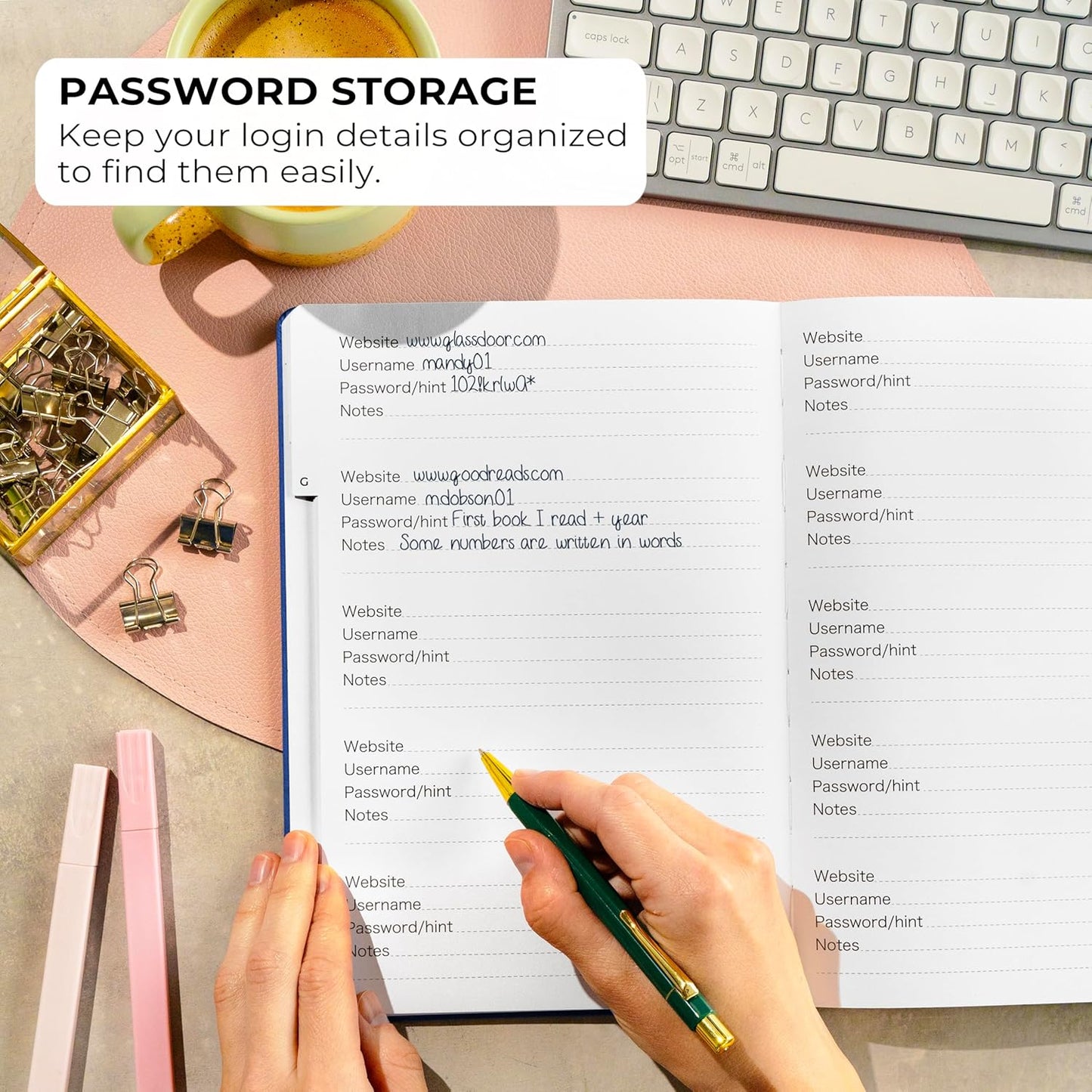 Clever Fox Password Book with alphabetical tabs. Internet Address Organizer Logbook. Large Password Keeper for Website Logins (Royal Blue)