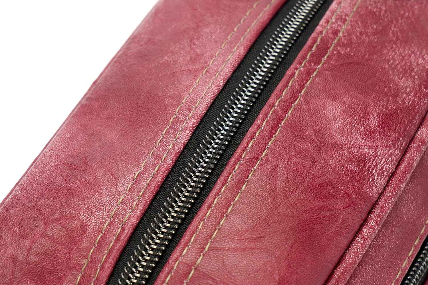 LVLY Toiletry Travel Bag for Men - Large Leather Dopp Kit - Mens Toiletries Bathroom Organizer (Red)