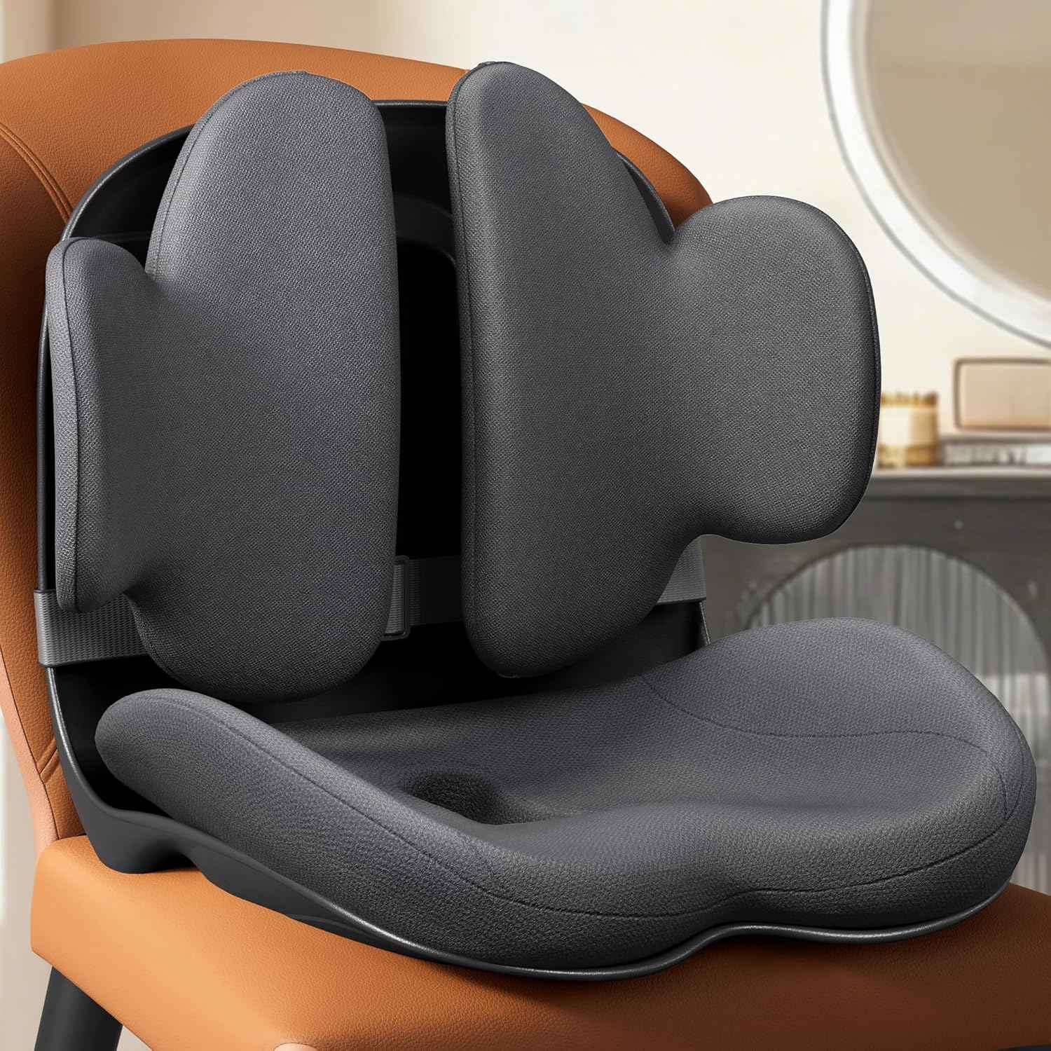 CabSupport M3 Pro Ergonomic Seat Cushion - Upgraded Extra Large & Thick Design, Dynamic Lumbar Support & Spineseat Patented Spine Alignment, Breathable Posture Corrector for Office Chair, Car & Gaming