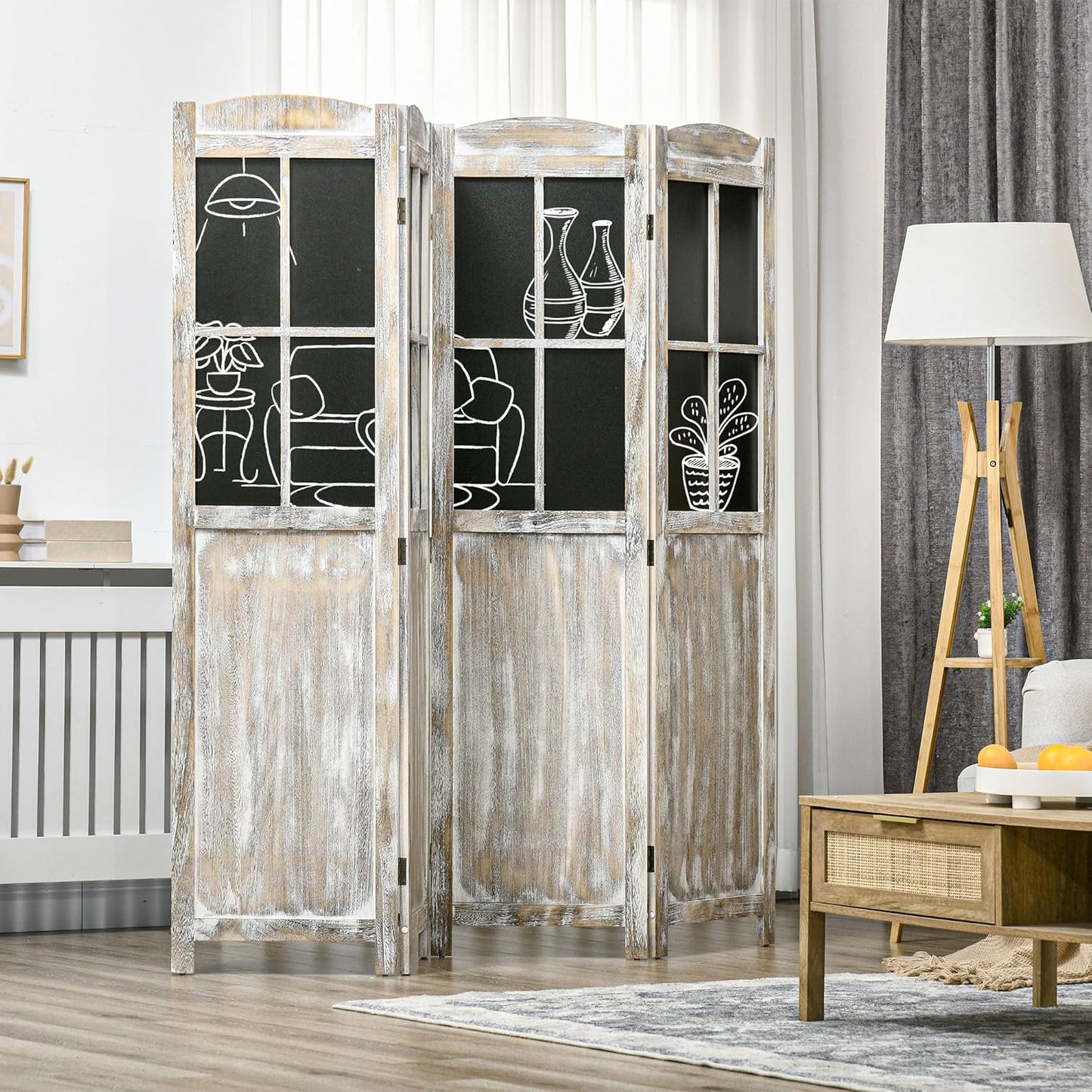 NicBex Room Divider 4 Panel Room Dividers with Black Boards Partition Room Dividers and Folding Privacy Screens 5.6 FT Wall Divider for Home, Office, Room Separation,70.75"W x 0.75"D x 69.75"H,Natural - Lumora Desk