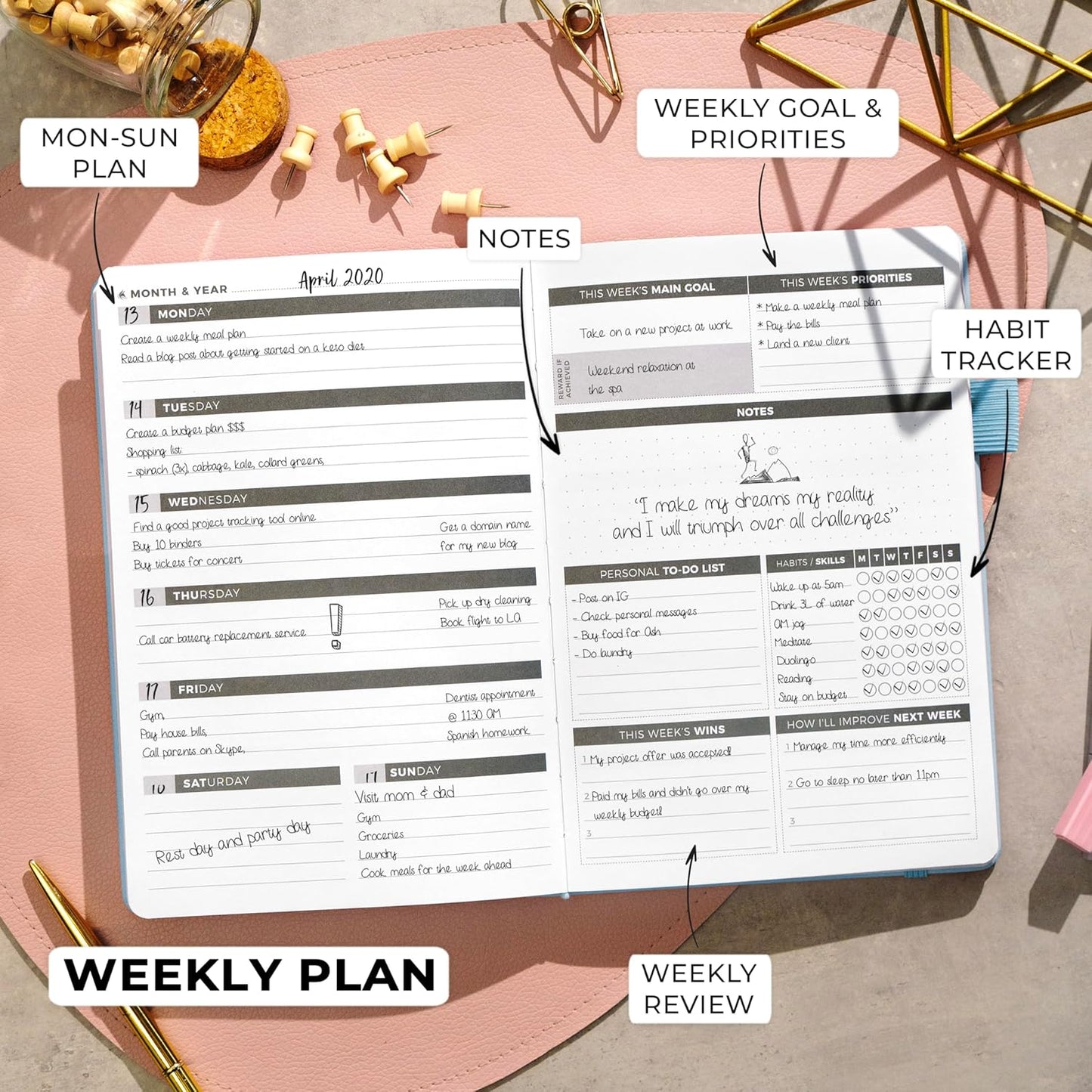 Clever Fox Planner – Undated Weekly & Monthly Planner for Productivity, Time Management & Goals – Organizer Journal – A5 (Periwinkle)