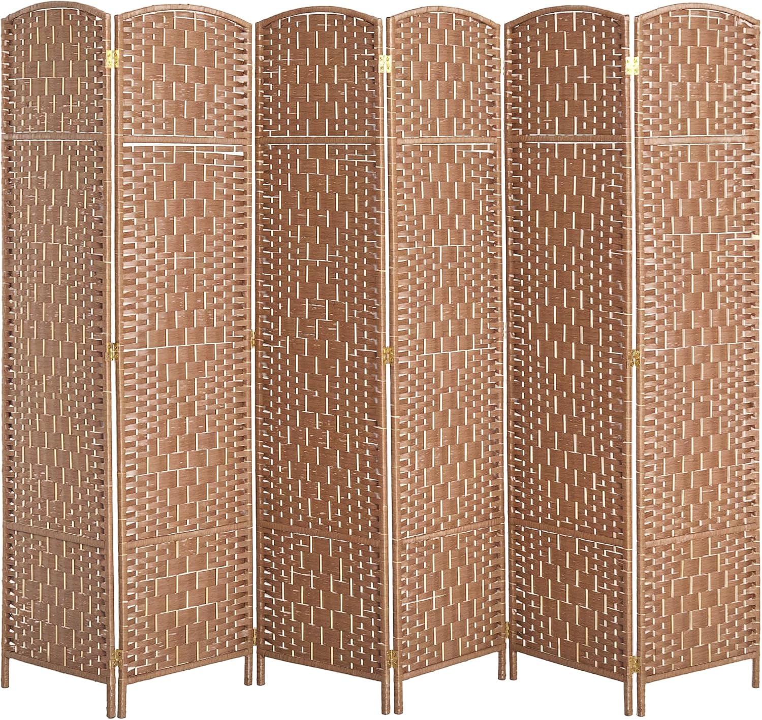 HOMCOM Room Divider, 6 Panel Folding Privacy Screen, 6FT Tall Portable Wicker Weave Partition Wall Divider for Bedroom, Home Office, Natural - Lumora Desk