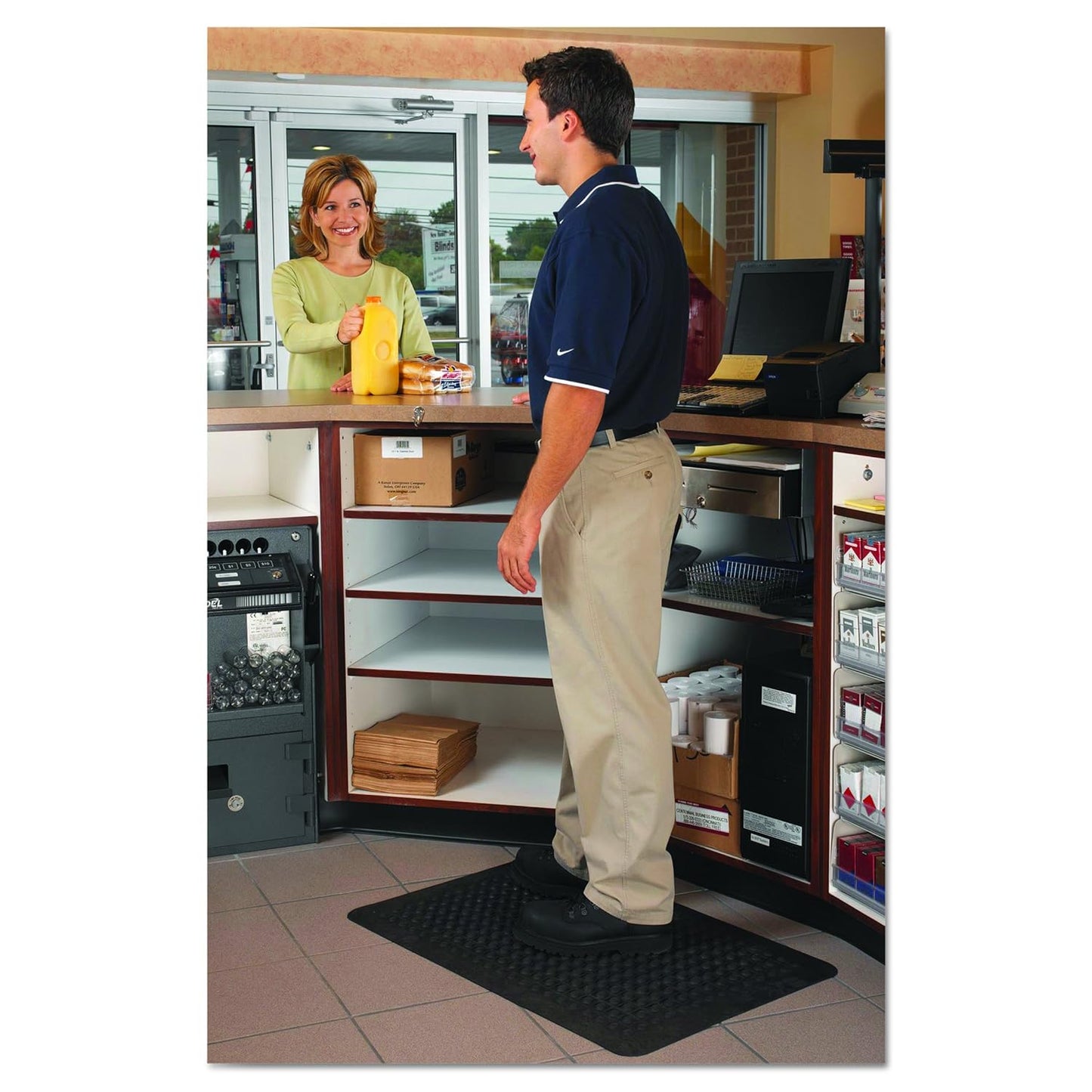 Guardian Flex Step Antifatigue Floor Mat, Rubber, 2'x3', Black