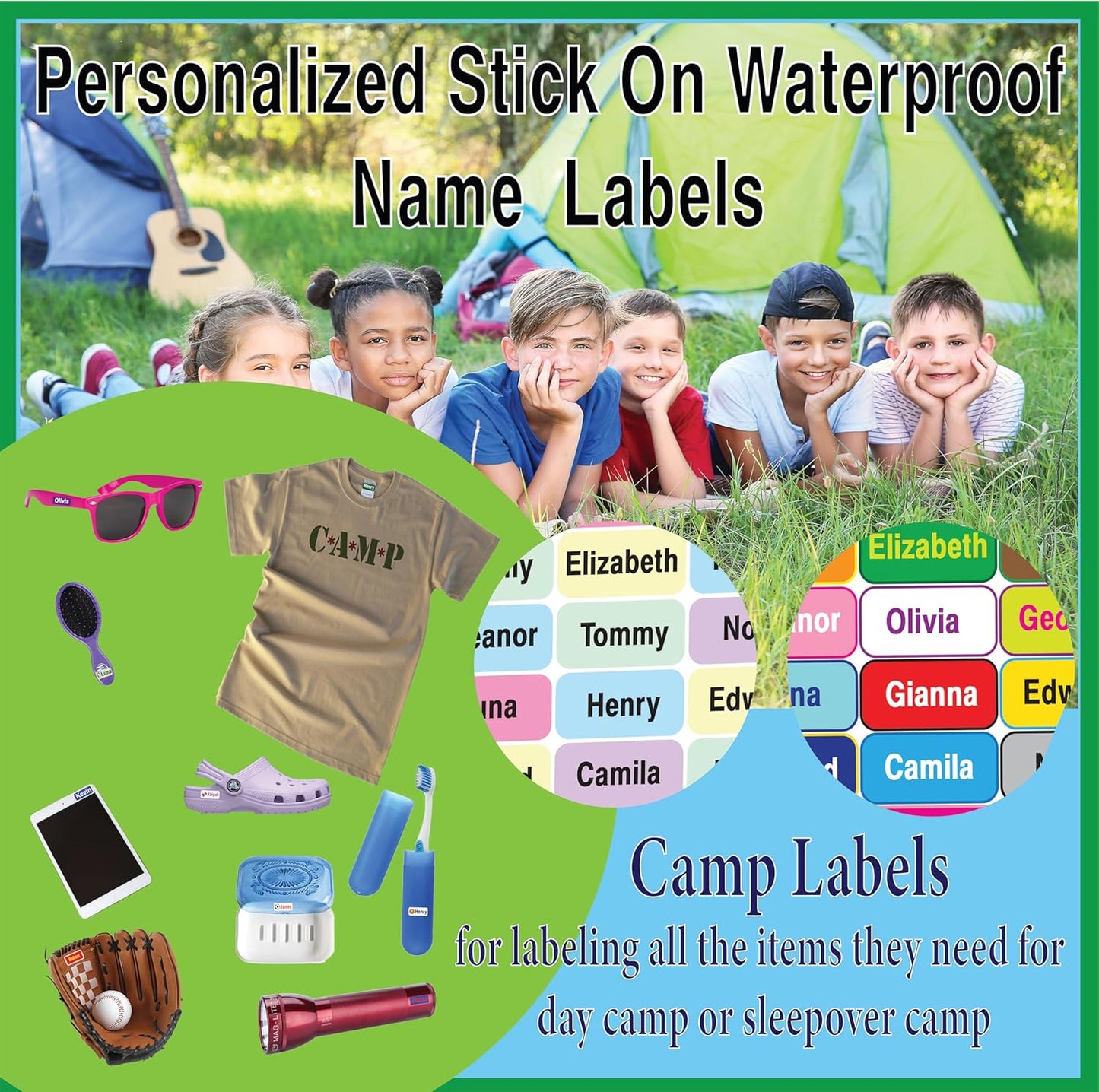 Personalized Waterproof Name Labels Press and Stick Custom Name Stick on Clothing Labels. Customized Up to 3 Lines Great for Camp & Daycare (Lovley Rose Pink)