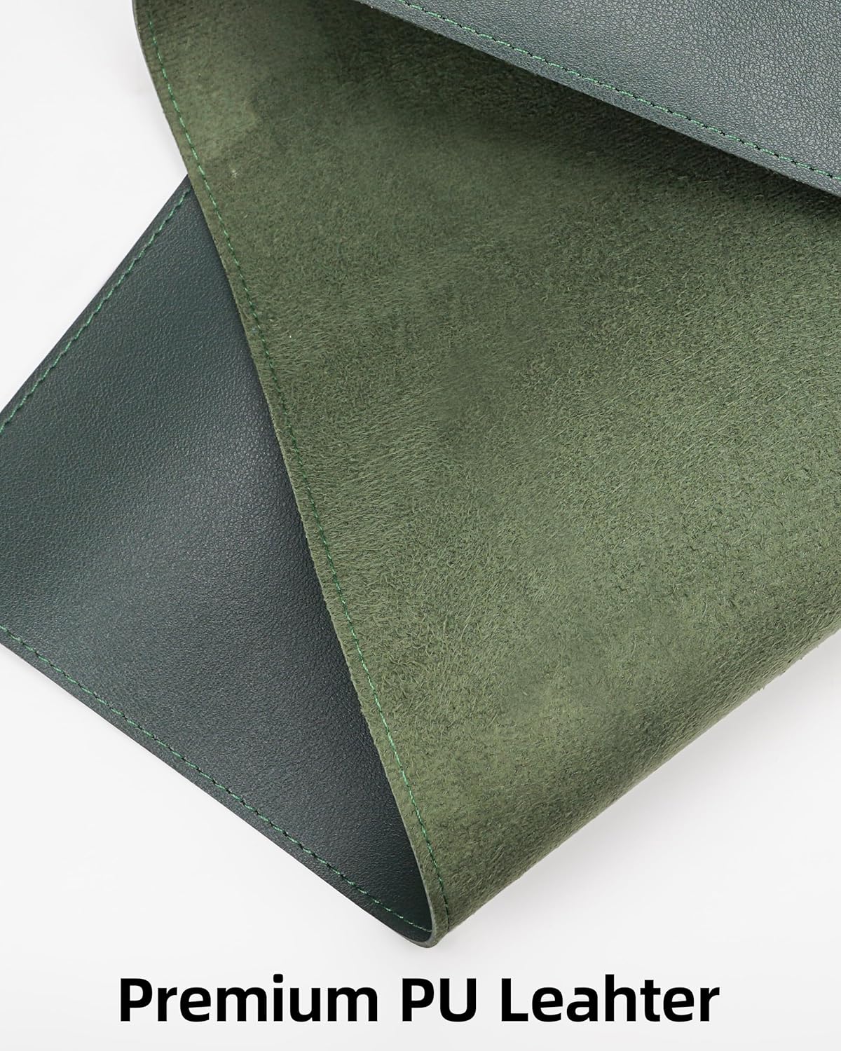 Extra Large Desk Pad Mat - Waterproof Mouse Pad & Desk Protector, Non-Slip XXL PU Leather Gaming Mat for Keyboard/Mouse, Stitched Edge with Ergonomic Support, 55"x24" (Dark Green)