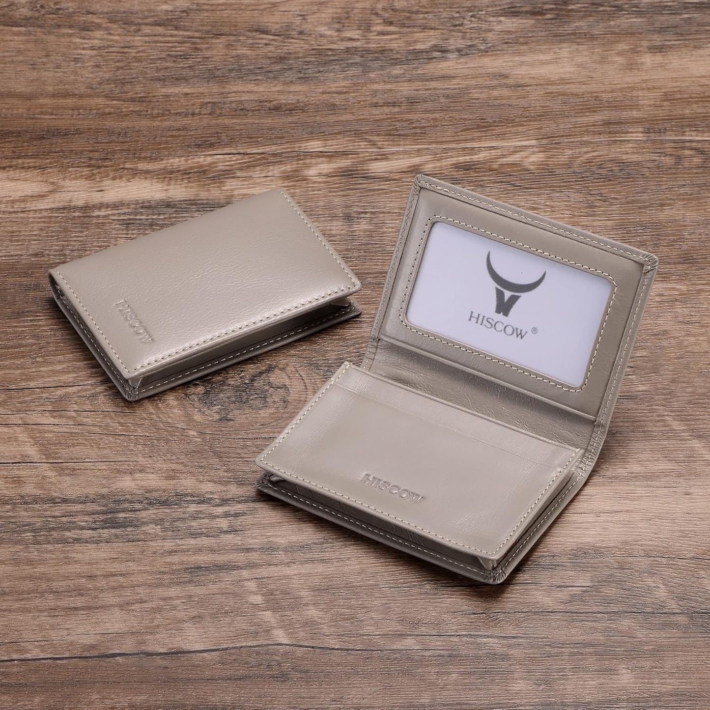 Leather Business Card Case Holder for Men & Women, Italian Calfskin