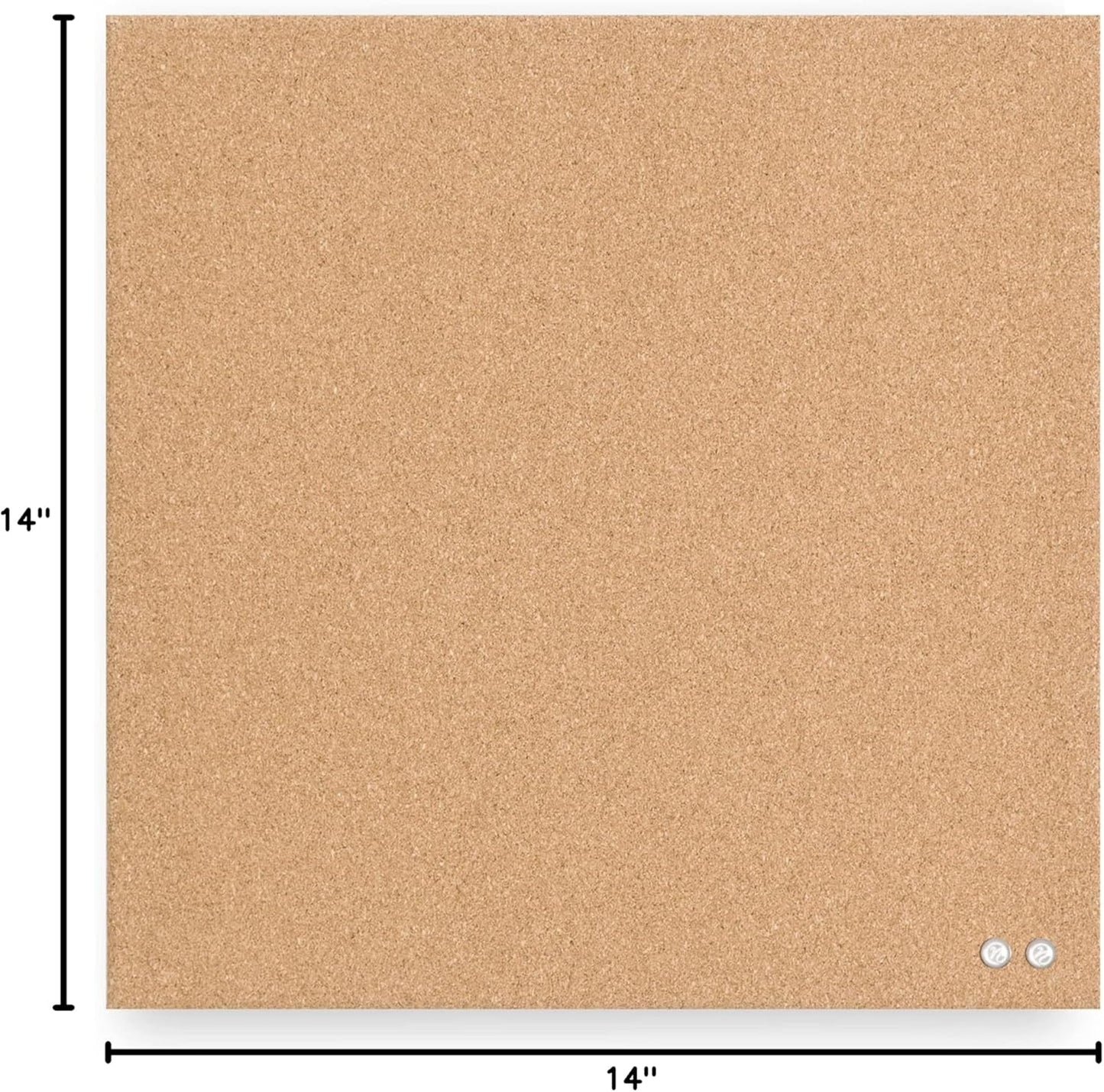 U Brands Frameless Square Cork Bulletin Board, Office Supplies, 14” x 14”, Natural, with Push Pins, 1 Count - Lumora Desk