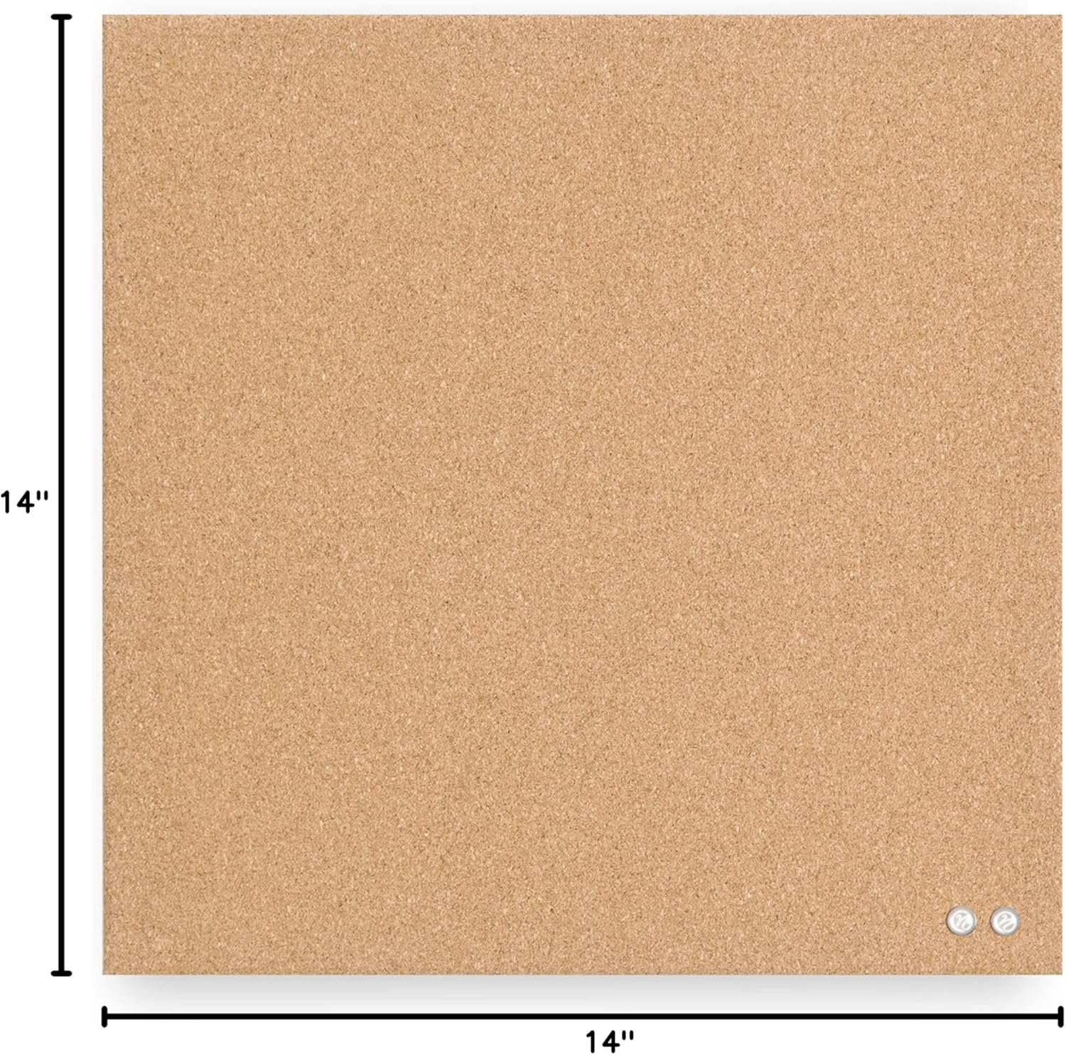 U Brands Frameless Square Cork Bulletin Board, Office Supplies, 14” x 14”, Natural, with Push Pins, 1 Count - Lumora Desk
