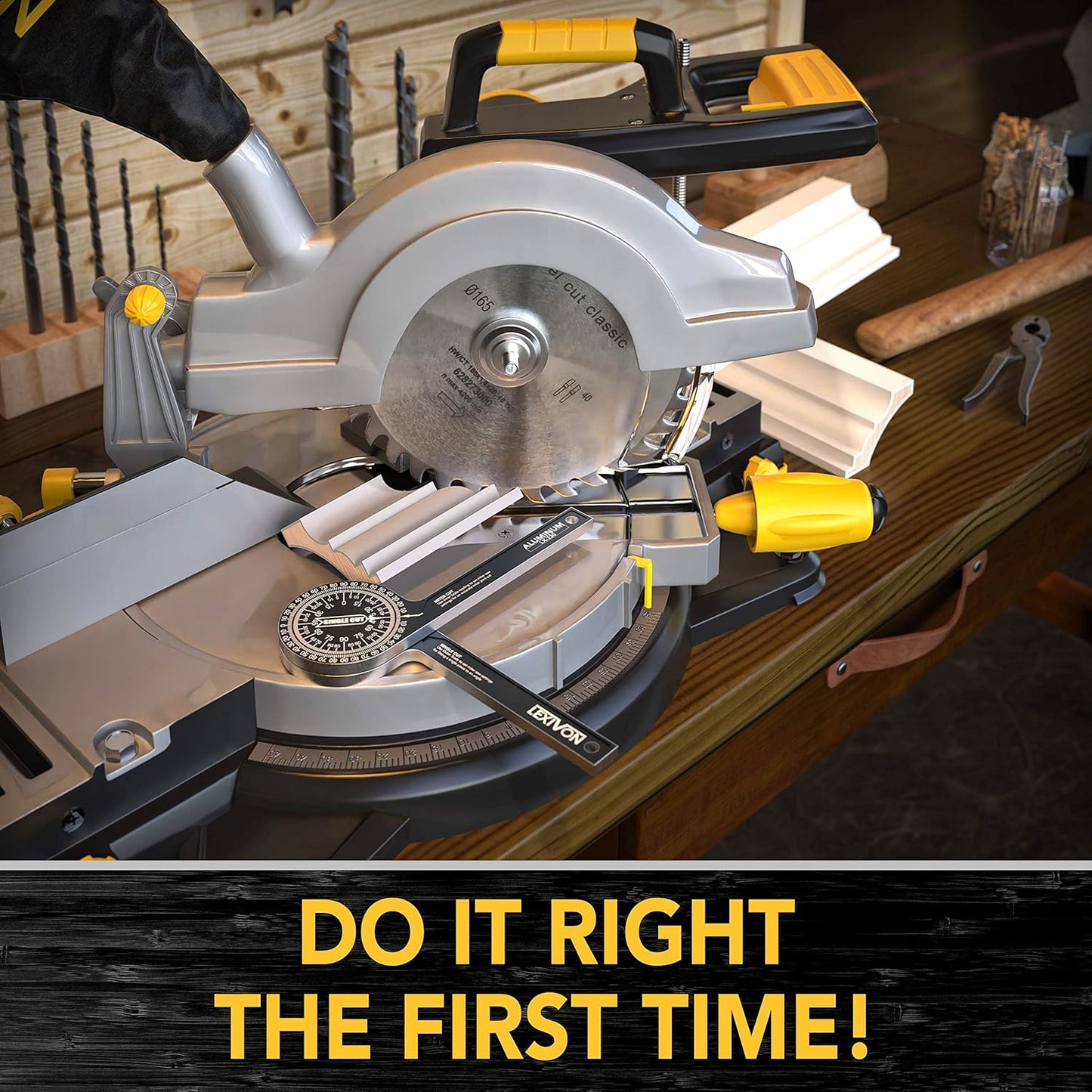 LEXIVON [2-pack] Aluminum Miter Saw Protractor | 7-Inch Rust Proof Angle Finder Featuring Precision Laser Engraved Scales (LX-230X2)