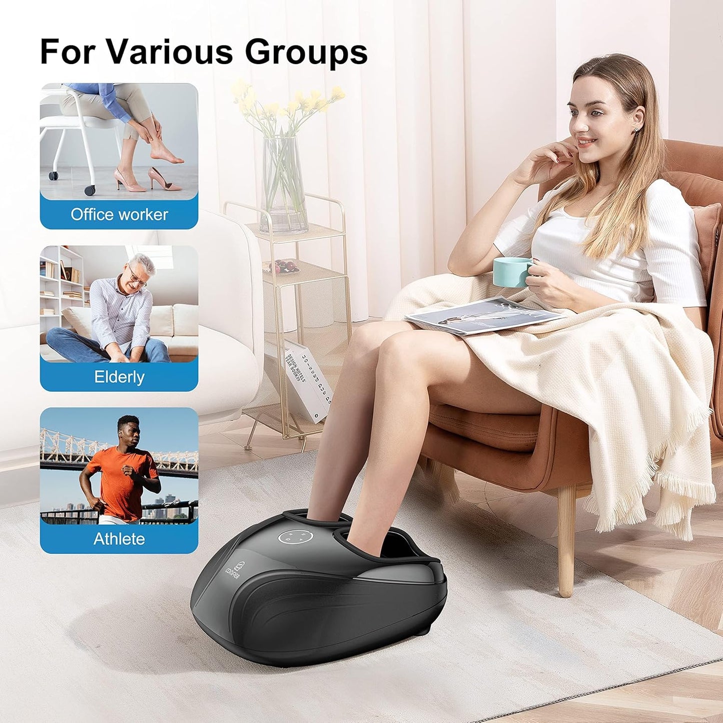 COMFIER Shiatsu Feet Massager Machine,Birthday Gifts for Men&Women,Foot Massager with Heat,Kneading Rolling Compression for Plantar Fasciitis,Neuropathy Fits up to Men Size 12, for Home Office Use