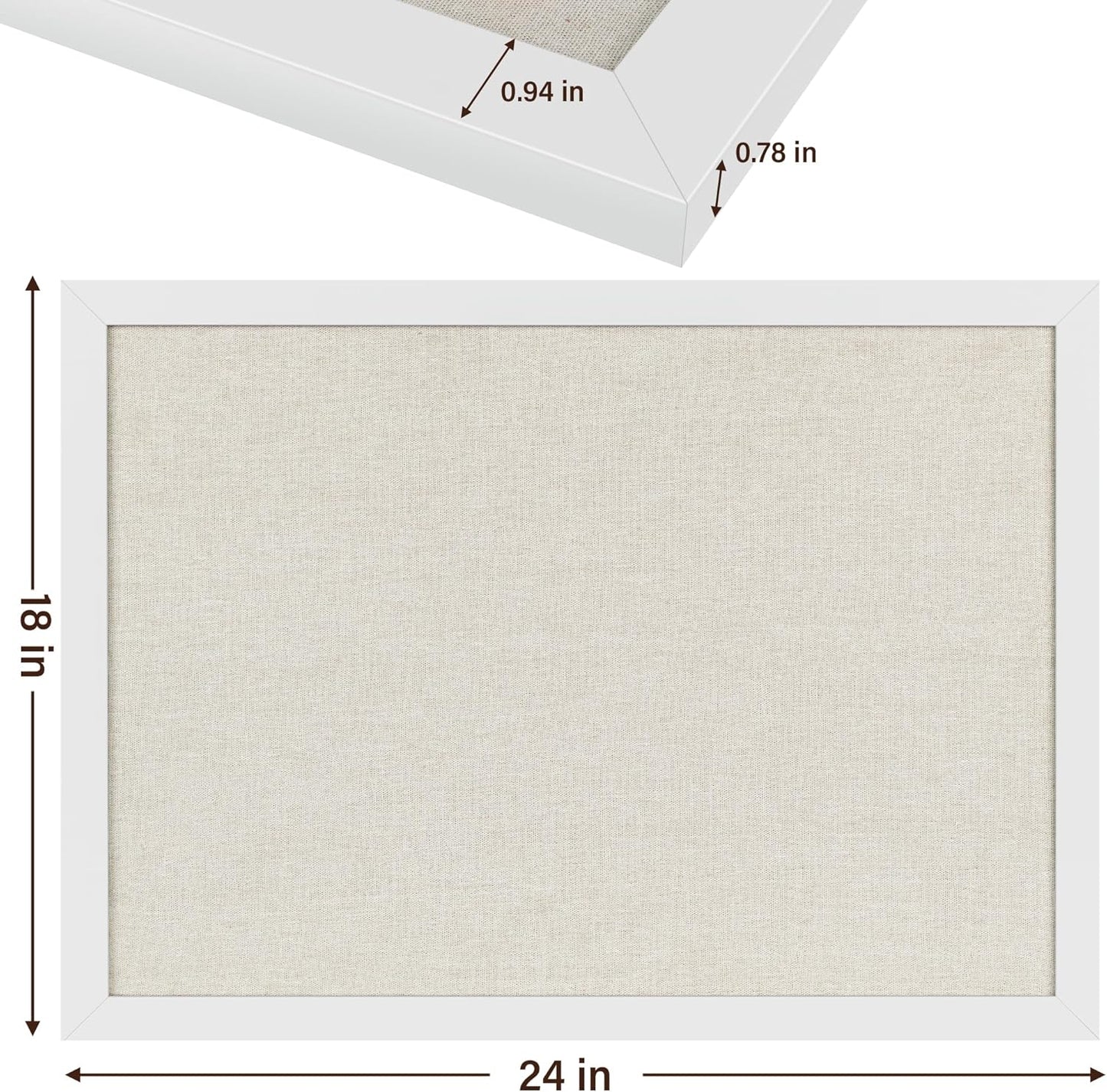 Cork Board Bulletin Board 18" x 24", Large Linen Corkboards with Frame for Walls, Cute Picture Display Pin Board Vision Board for Room School Office Bedroom 20 Pushpins Vintage White - Lumora Desk