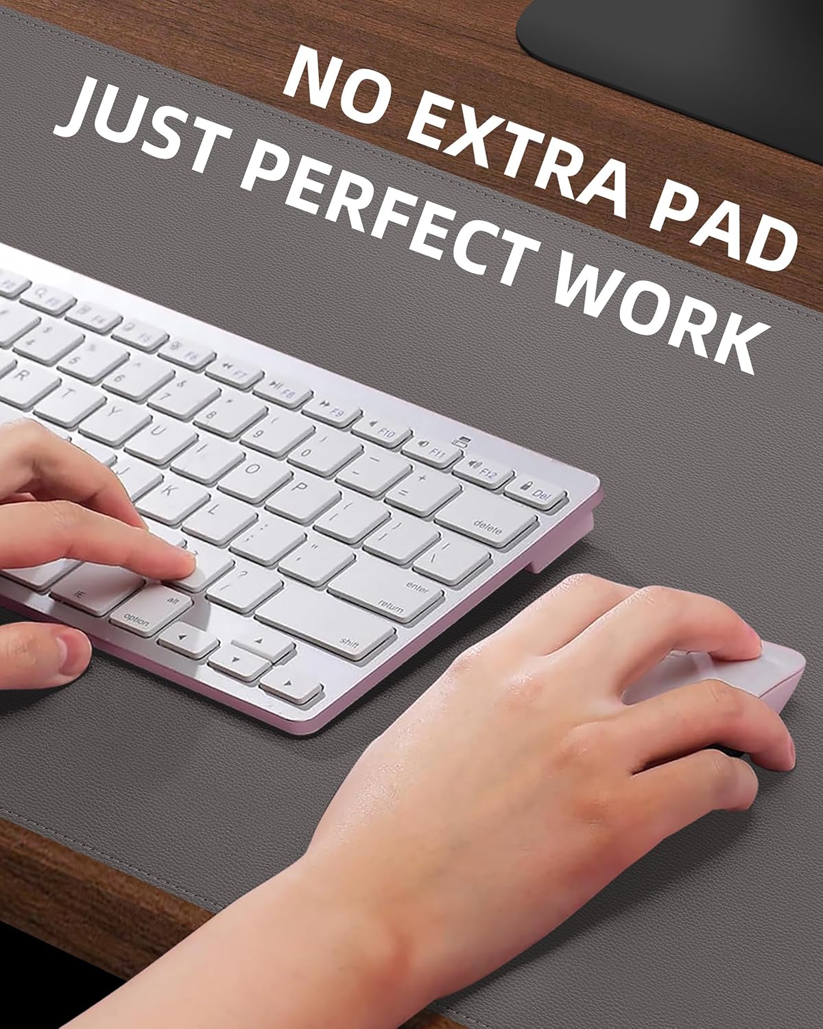 Large Desk Pad Mat - Waterproof Mouse Pad & Desk Protector, Non-Slip XL PU Leather Gaming Mat for Keyboard/Mouse, Stitched Edge with Ergonomic Support, 47"x17" (Dark Grey)