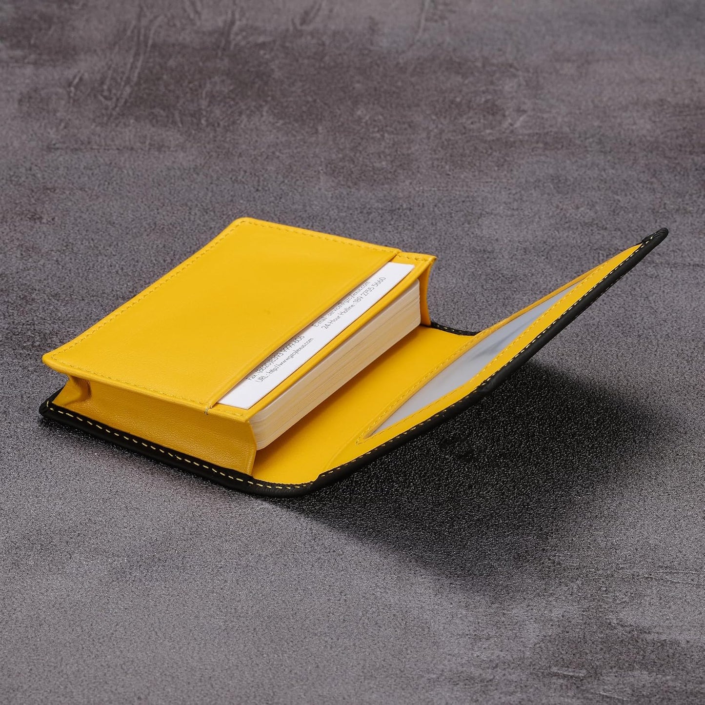 Leather Business Card Case Holder for Men & Women, Italian Calfskin