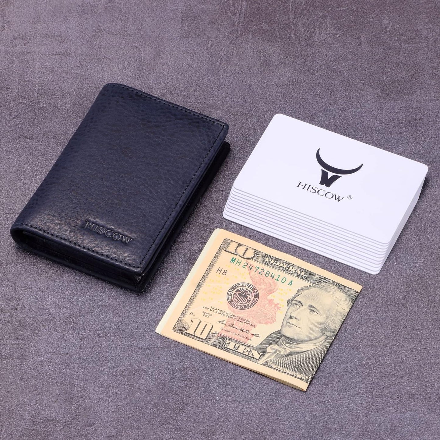 Leather Business Card Case Holder for Men & Women, Italian Calfskin