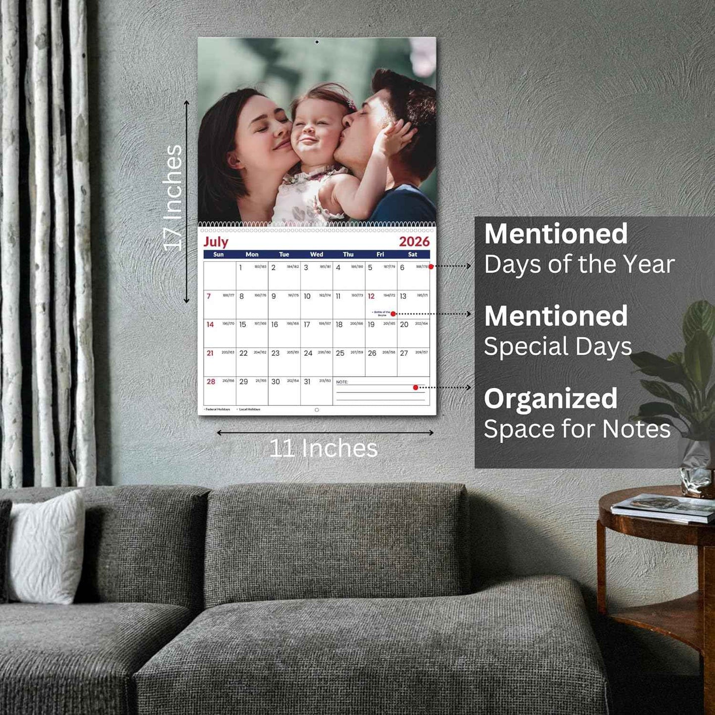 Custom Photo Wall Calendar 2026 for Home & Office - Print Your 13 Memories & Make Your Own Personalized Calendar 2026 - Customized Christmas Gift