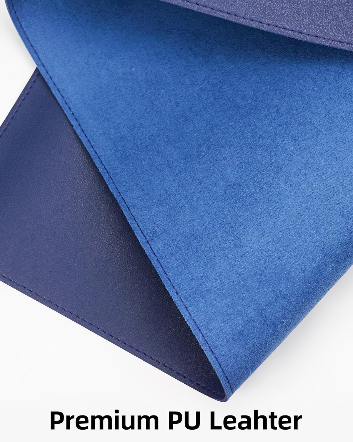 Desk Pad Mat 23.6"x13.7" - Waterproof Mouse Pad & Desk Protector, Non-Slip PU Leather for Gaming Keyboard/Mouse, Stitched Edge XL Office Desk Pad with Ergonomic Support(Blue)