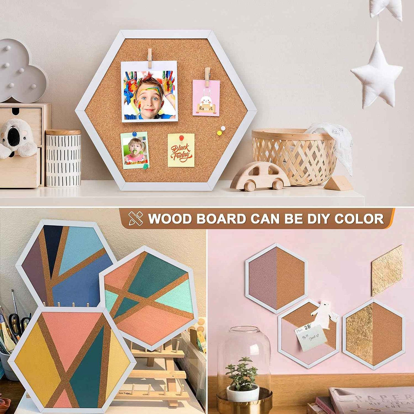 Facilife 4 Packs Cork Board,Corkboards for Wall,Small Cork Board Decorations,Cork Boards for Walls with Frame, Decorative for Office, School & Home