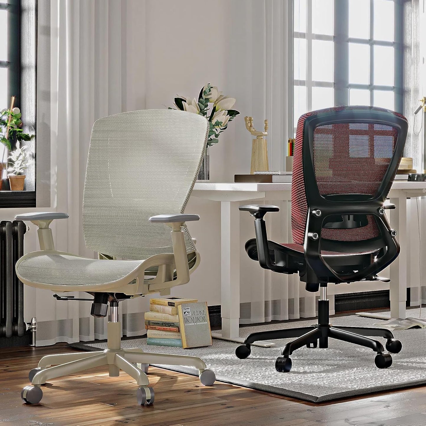 ELABEST T96 Mesh Office Chair,Ergonomic Computer Desk Chair,Sturdy Task Chair- Adjustable Lumbar Support & Armrests,Tilt Function,Comfort Wide Seat,Swivel Home Office Chair