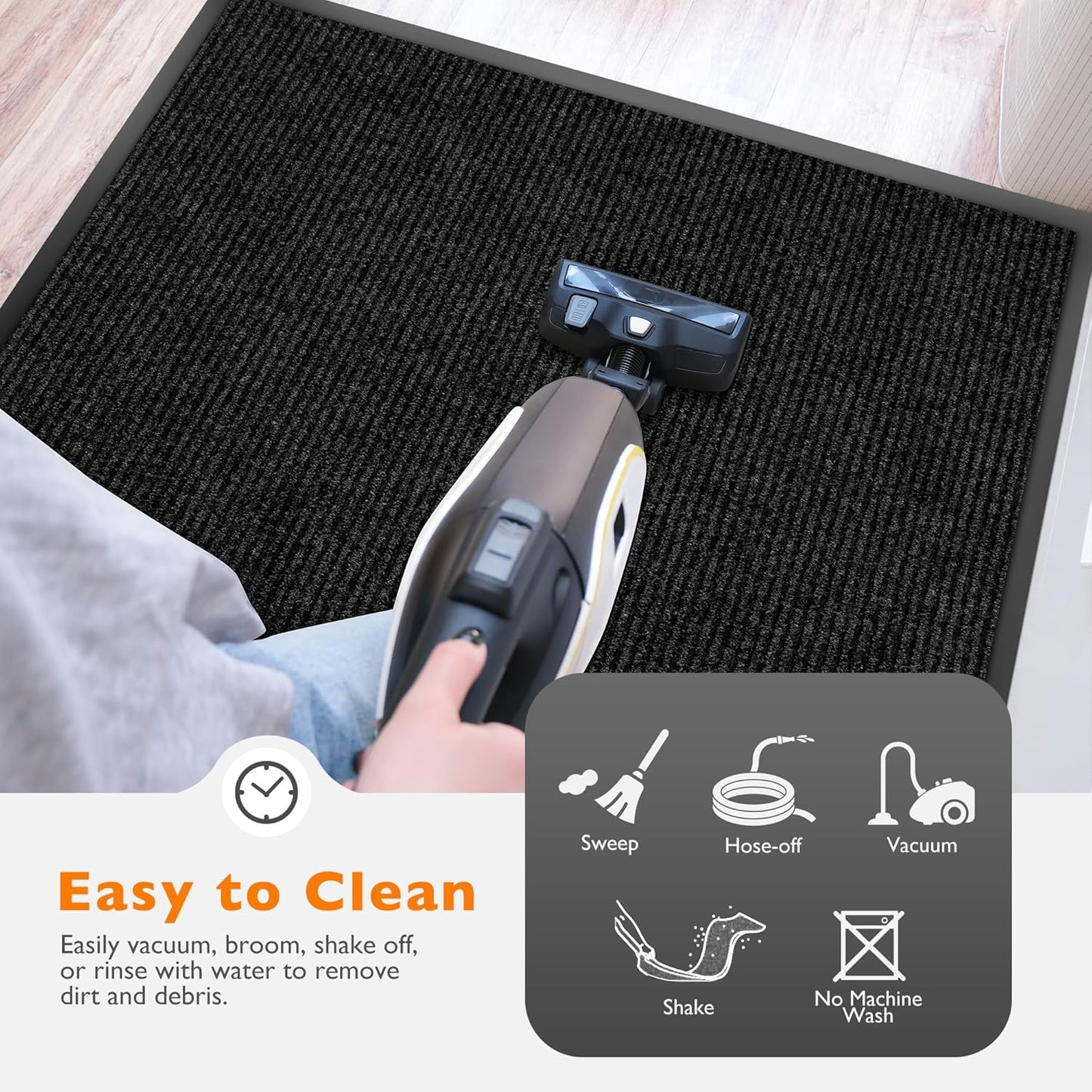 Custom Size Extra Large Front Door Mat, 3FT x 4FT Indoor Outdoor Entrance Commercial Floor Mat, Heavy Duty Dirt Trapper Doormat for Entryway Welcome Mat, Low Profile, Non-Slip, Waterproof