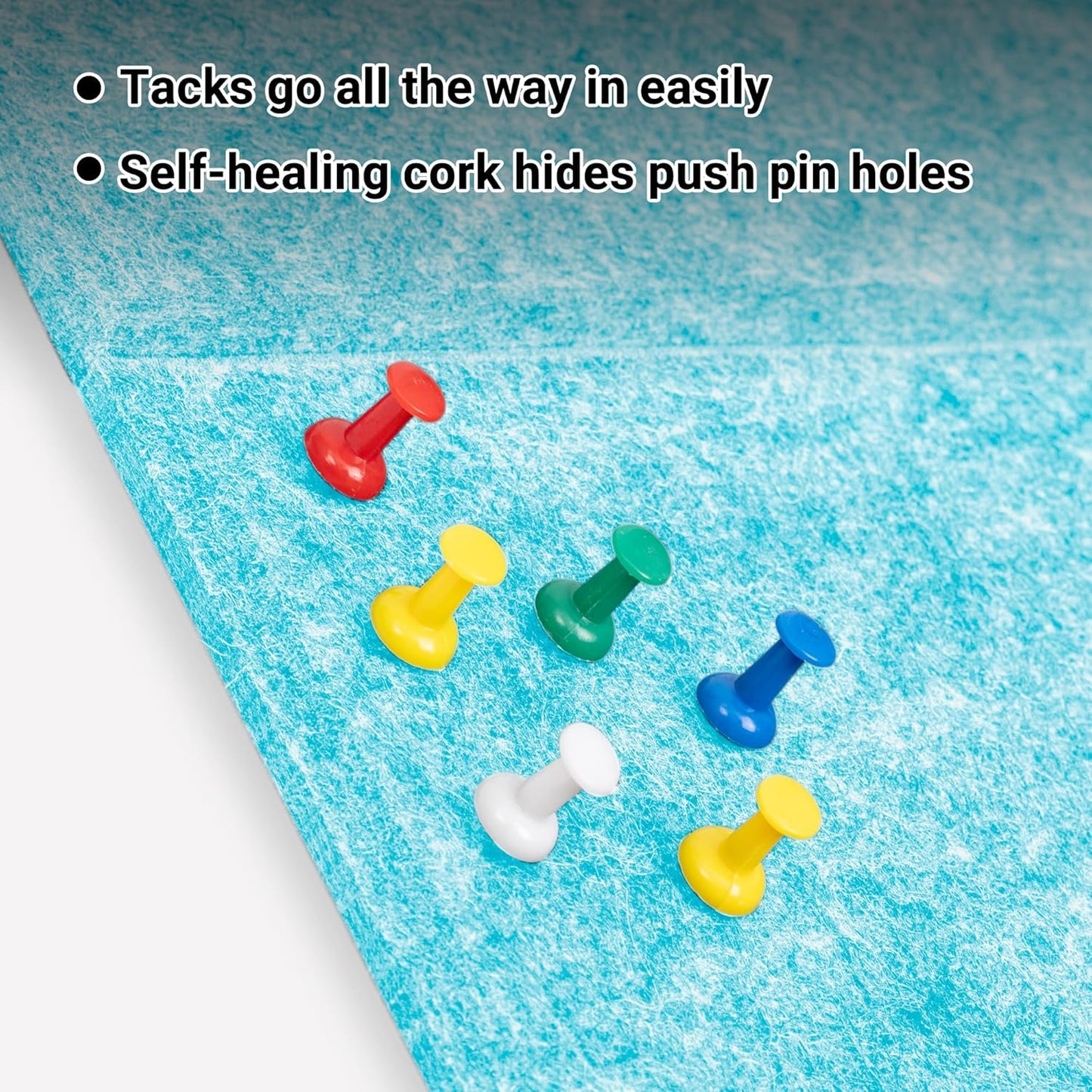 AKTOP Cork Board Bulletin Board 24"x36", 6 Pack Removable Felt Cork Board Tiles for Wall, Large Corkboard Notice Pin Board for Office, School & Home,24 Safe Adhesive Tabs, 20 Push Pins, Baby Blue - Lumora Desk