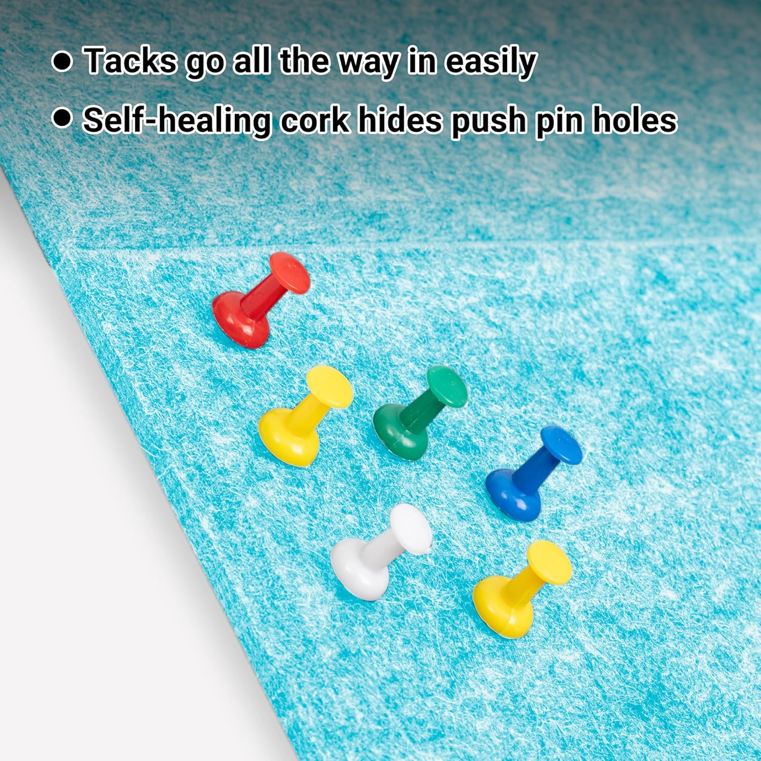 AKTOP Cork Board Bulletin Board 24"x36", 6 Pack Removable Felt Cork Board Tiles for Wall, Large Corkboard Notice Pin Board for Office, School & Home,24 Safe Adhesive Tabs, 20 Push Pins, Baby Blue - Lumora Desk