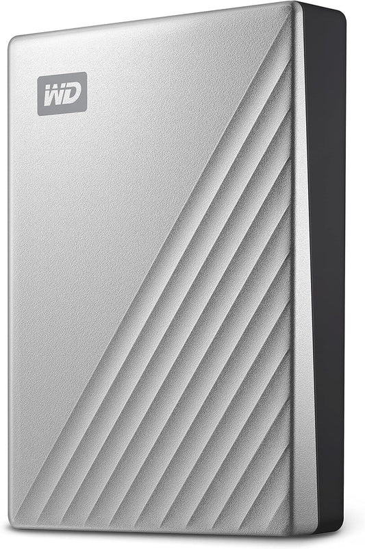 WD 4TB My Passport Ultra, Silver, Portable External Hard Drive, backup software with defense against ransomware, and password protection, USB-C and USB 3.1 - WDBFTM0040BSL-WESN