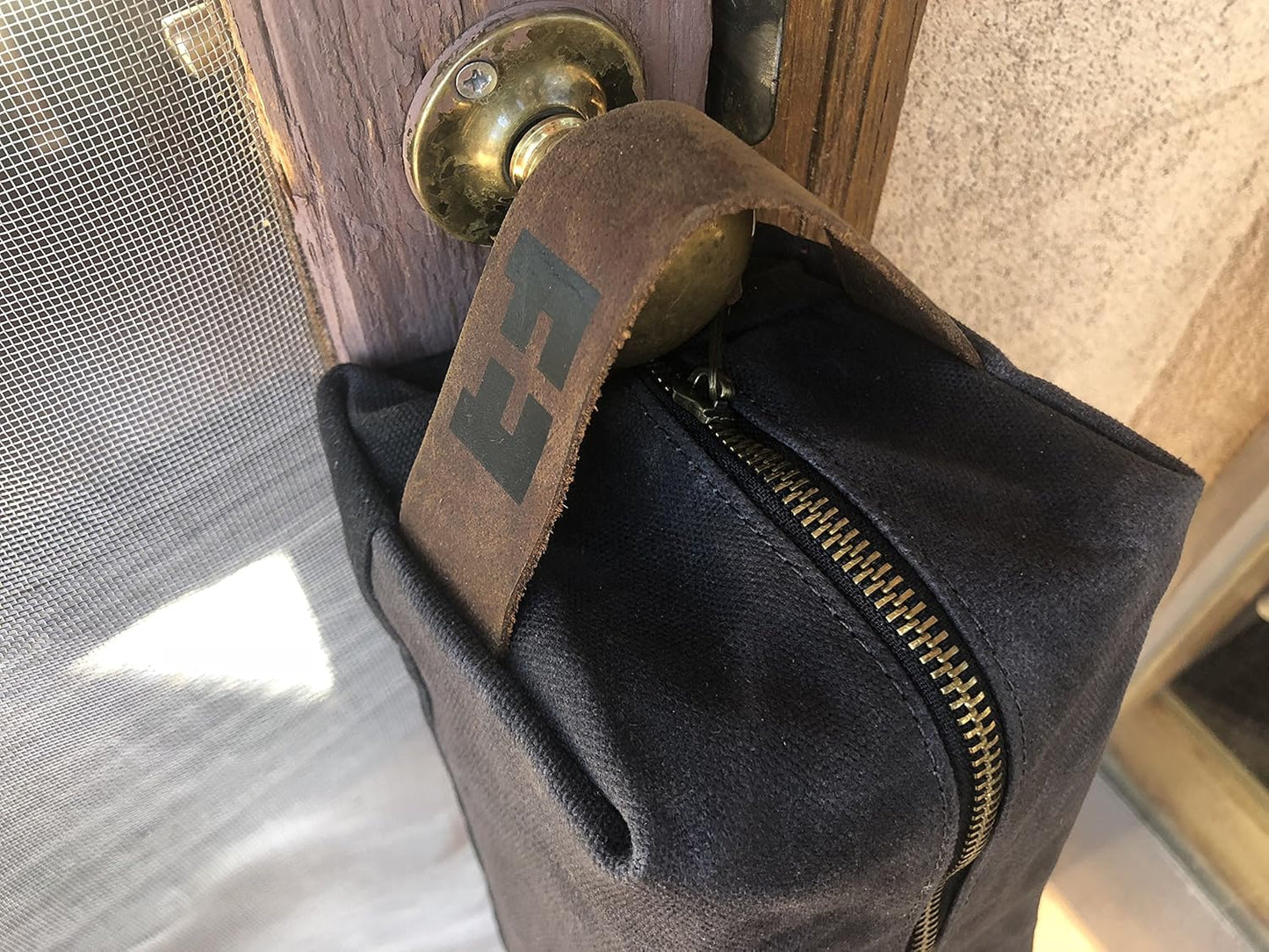 FAT FELT the DOPP KIT | Waxed Cotton Canvas shave and toiletries bag with leather handle