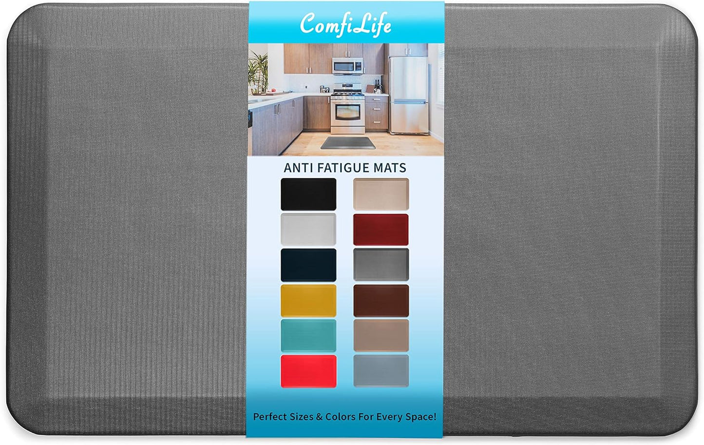 ComfiLife Anti Fatigue Floor Mat – 3/4 Inch Thick Kitchen Mats for Floor, Standing Desk Mat, Kitchen Rug – Comfort at Home, Office – Durable – Stain Resistant – Non-Slip Bottom (20" x 32", Charcoal)