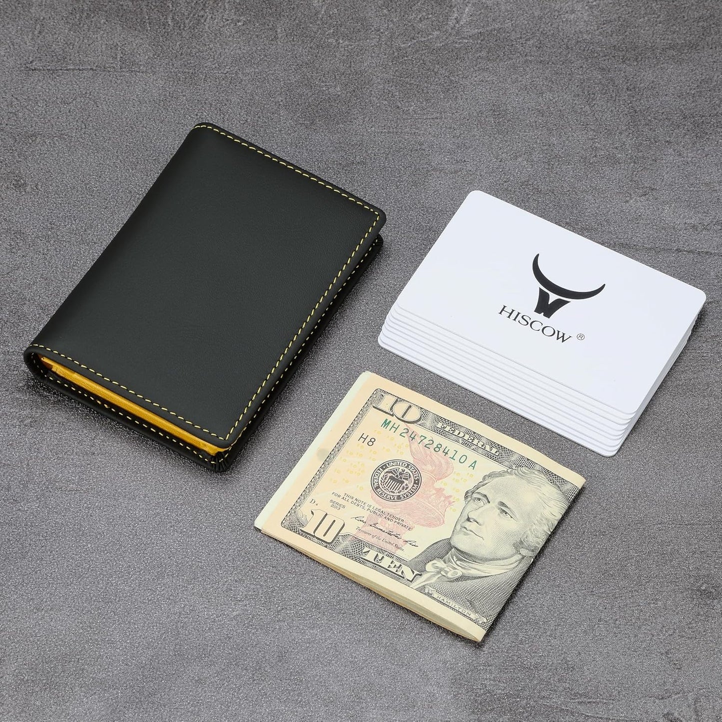 Leather Business Card Case Holder for Men & Women, Italian Calfskin