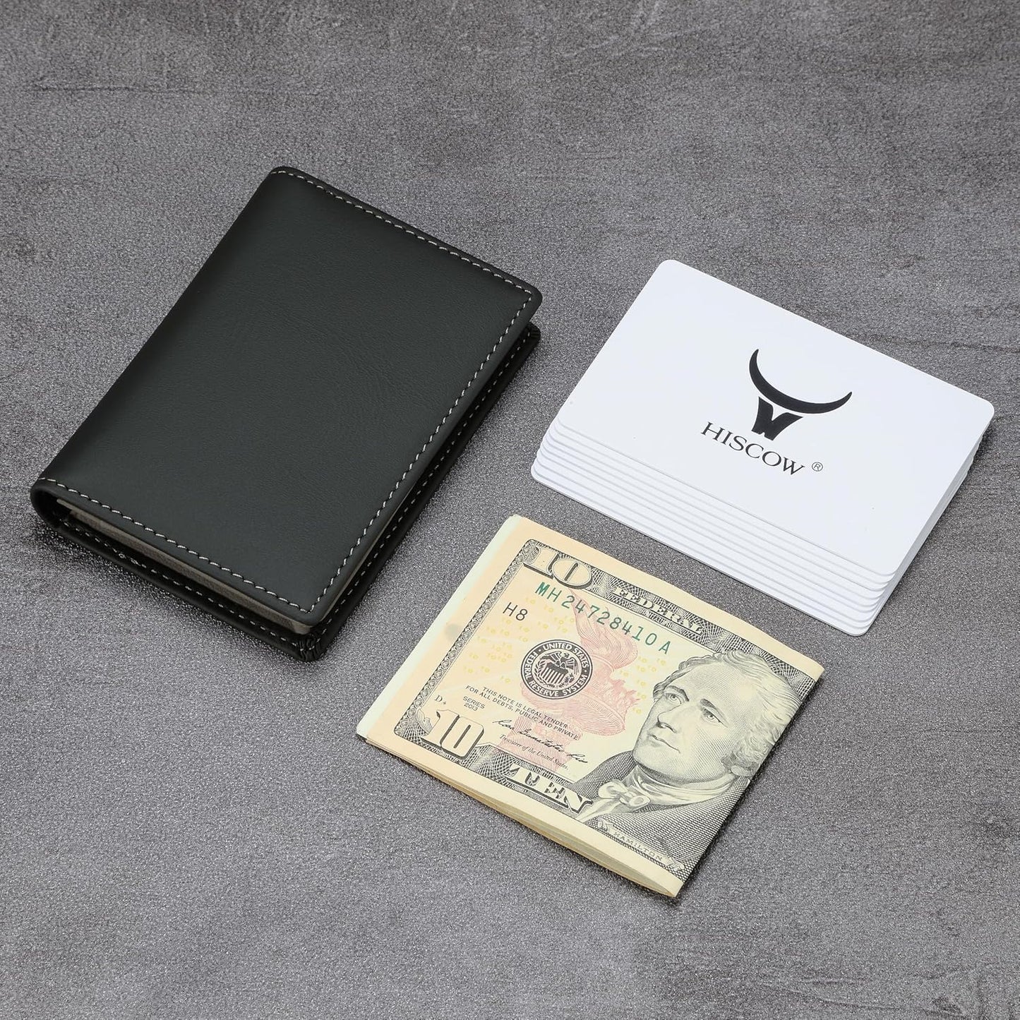 Leather Business Card Case Holder for Men & Women, Italian Calfskin